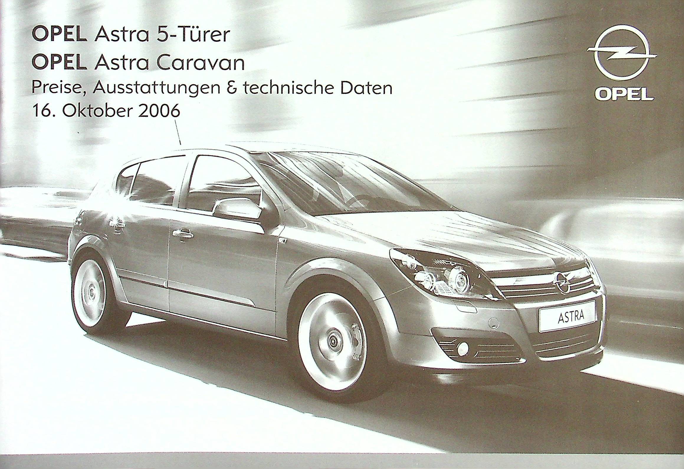 Opel Astra H - Preisliste & Extras - Prospekt 10/2006