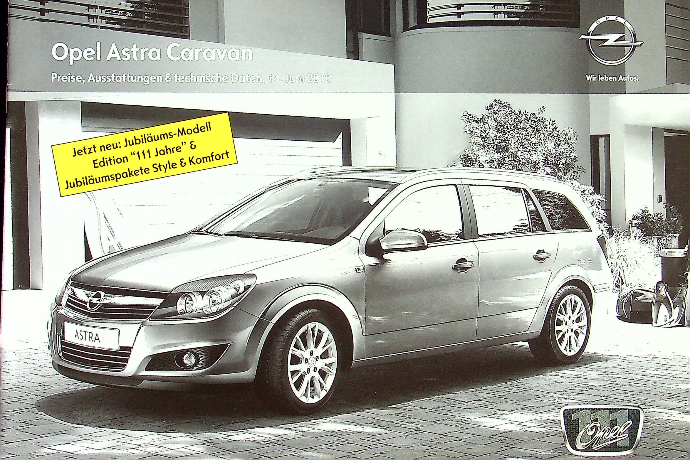 Opel Astra H Caravan - Preisliste & Extras - Prospekt 06/2010