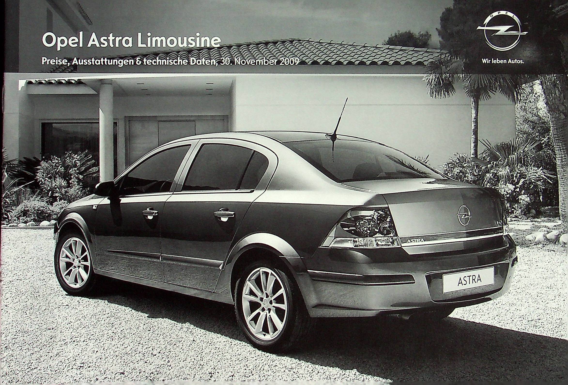 Opel Astra H Limousine - Preisliste & Extras - Prospekt 11/2009