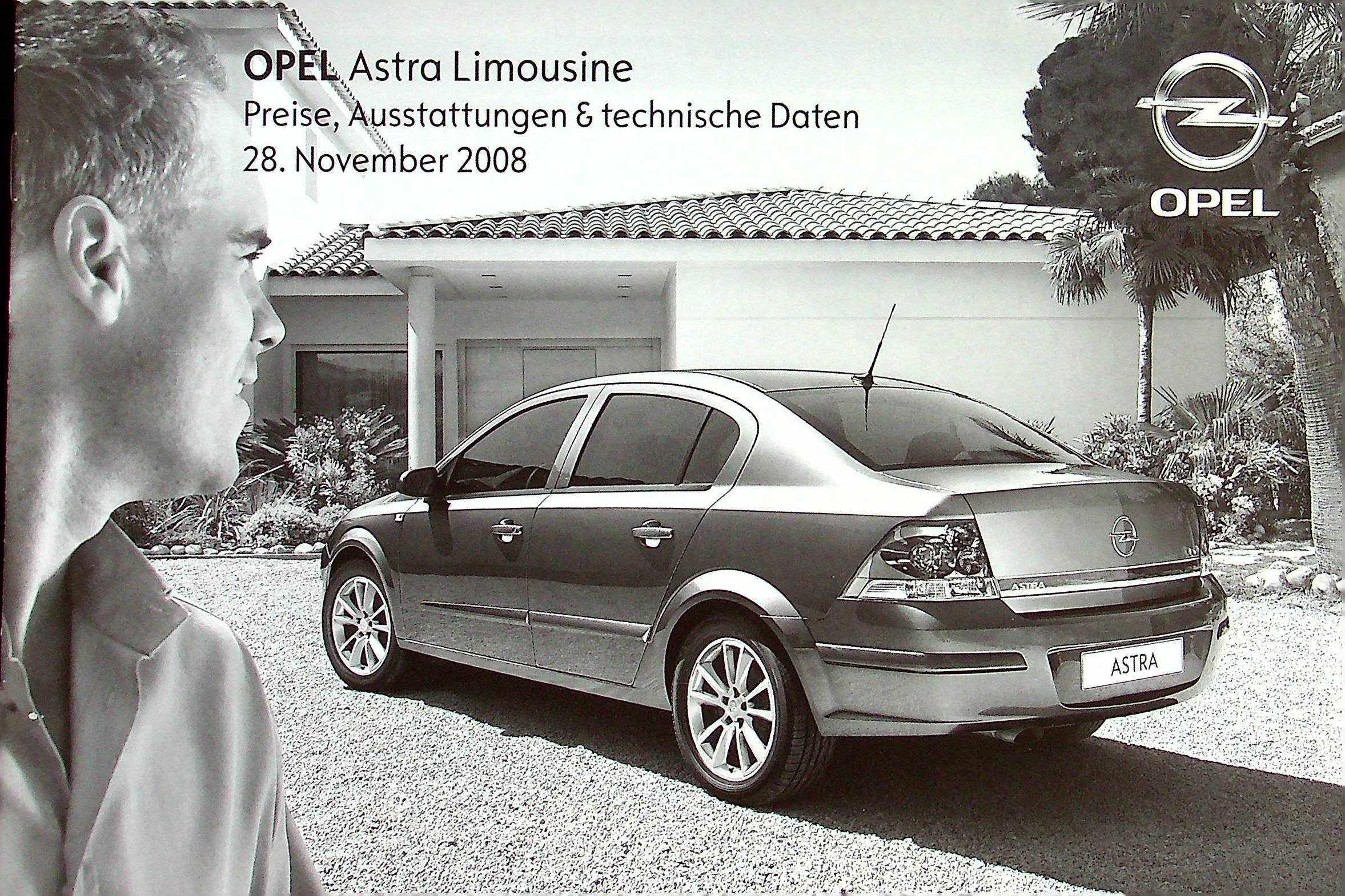 Opel Astra H Limousine - Preisliste & Extras - Prospekt 11/2008