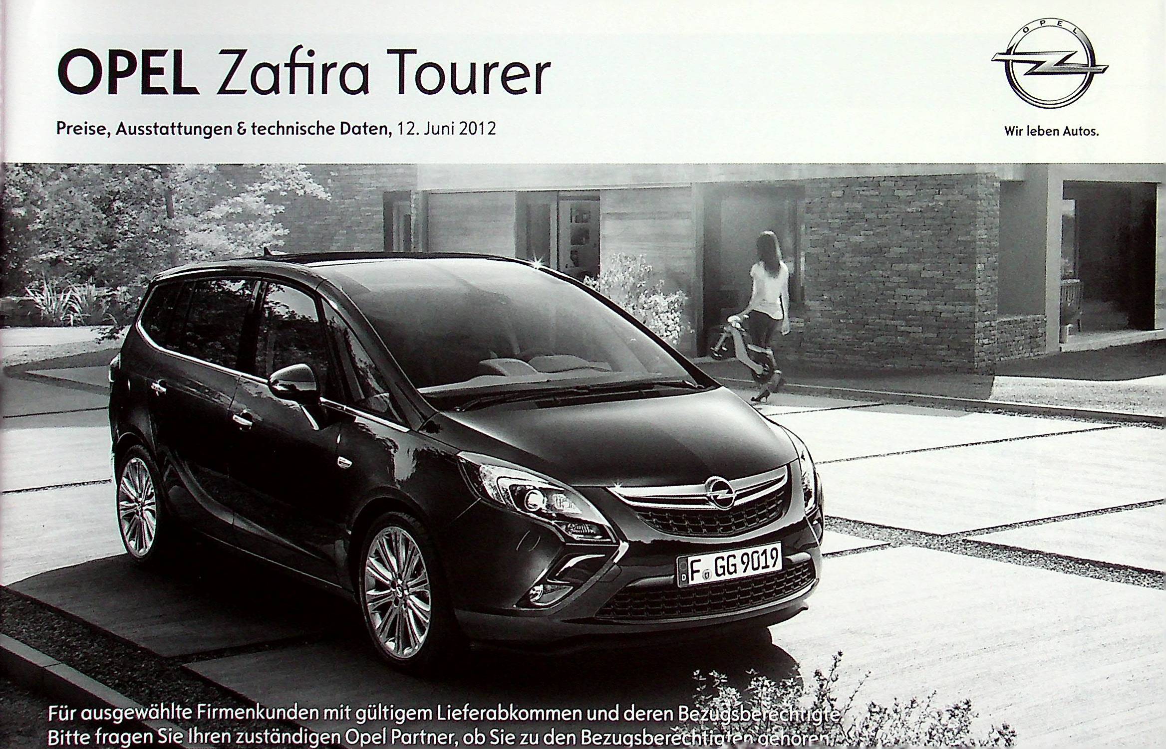 Opel Zafira Tourer - Preisliste & Extras - Prospekt 06/2012