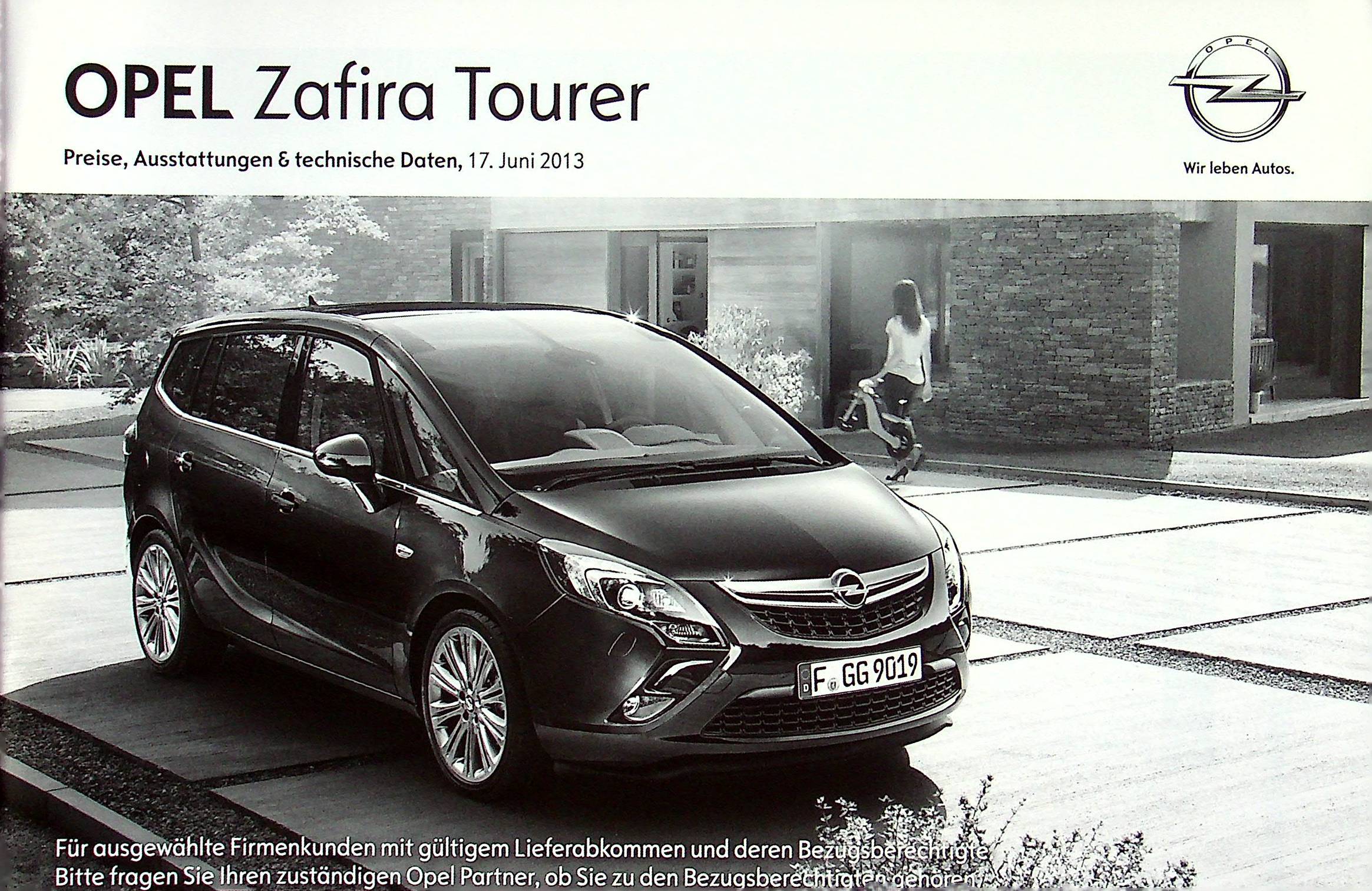 Opel Zafira Tourer - Preisliste & Extras - Prospekt 06/2013