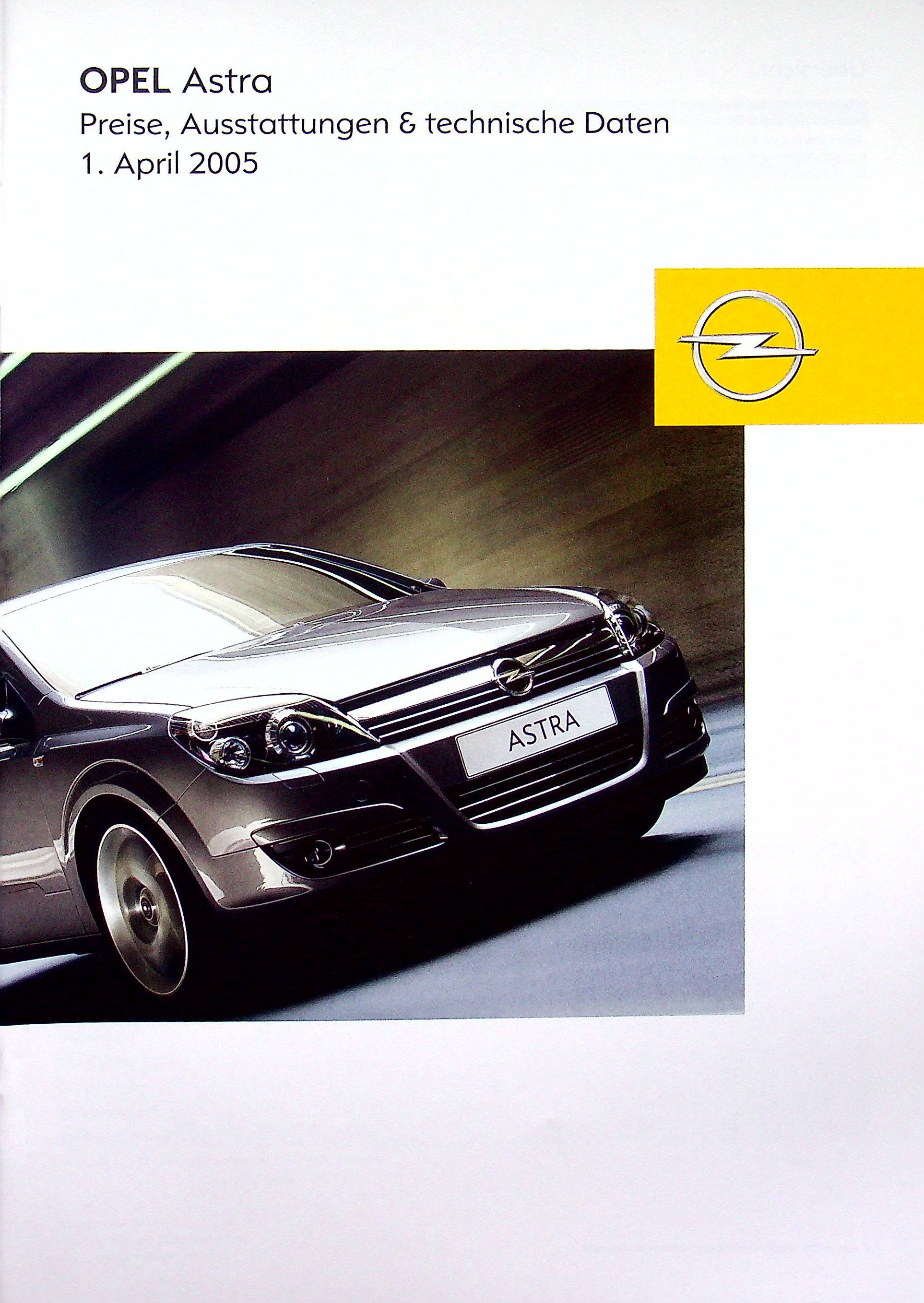 Opel Astra H - Preisliste & Extras - Prospekt 04/2005
