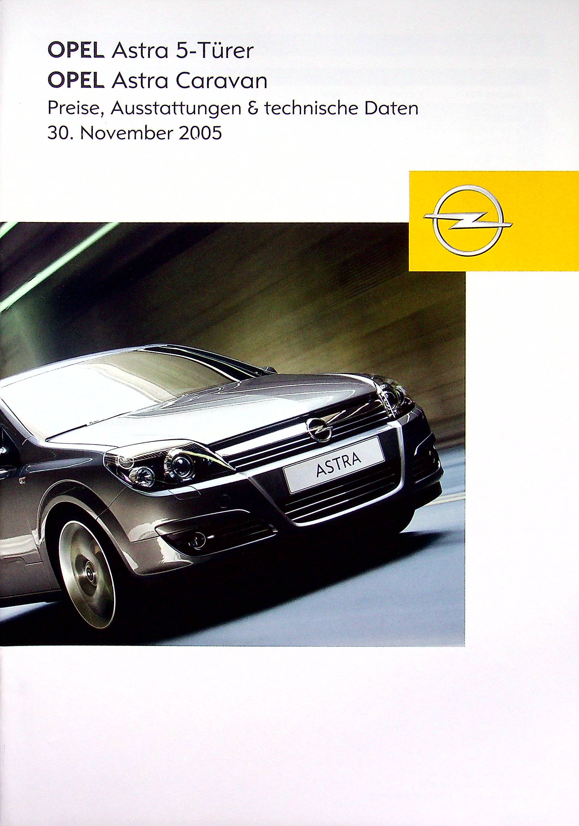 Opel Astra H - Preisliste & Extras - Prospekt 11/2005