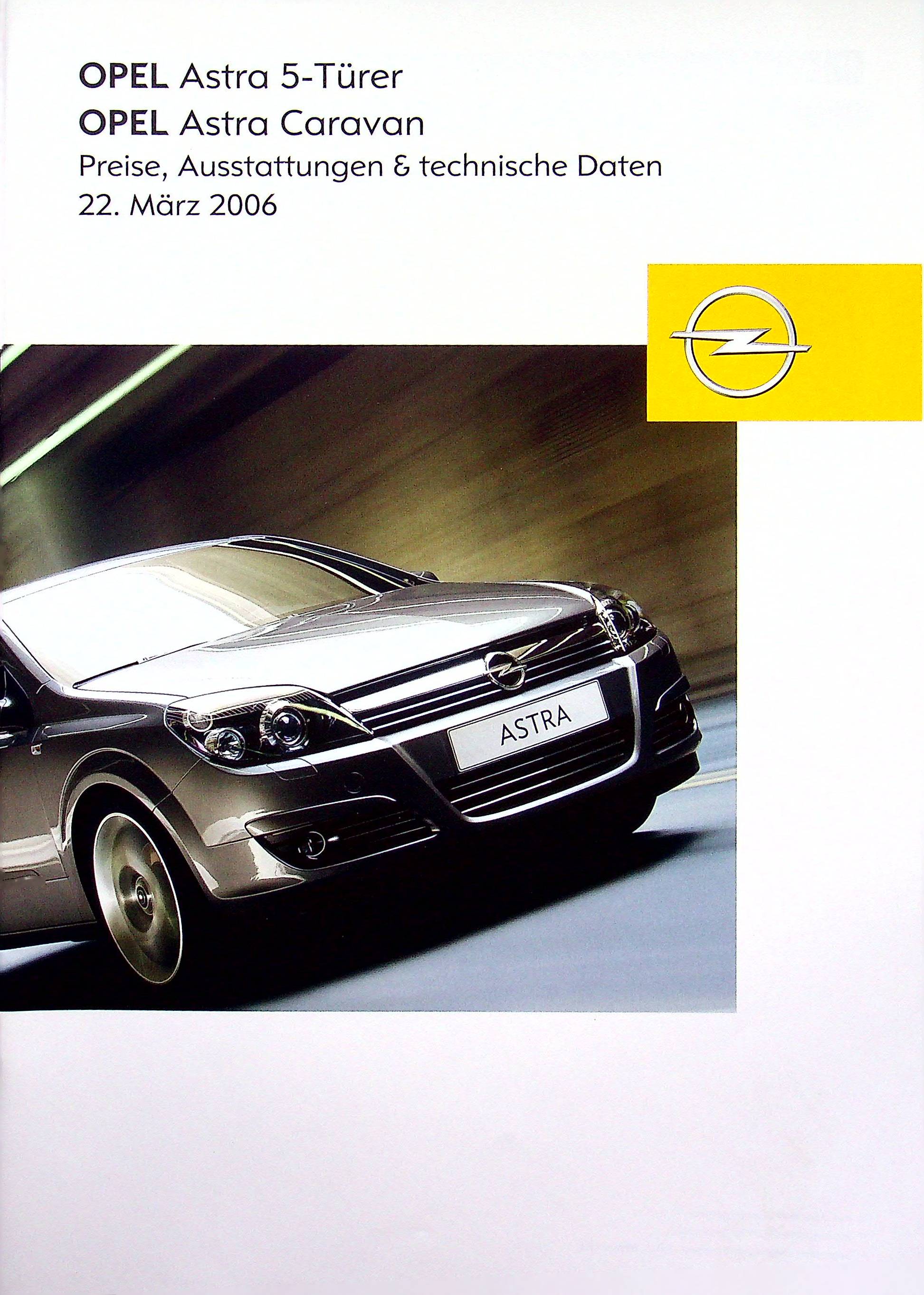 Opel Astra H - Preisliste & Extras - Prospekt 03/2006