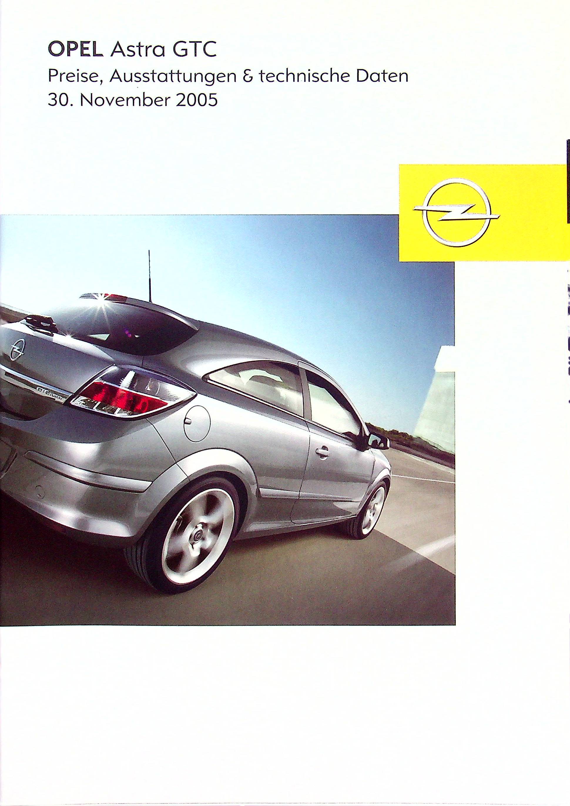 Opel Astra GTC - Preisliste & Extras - Prospekt 11/2005