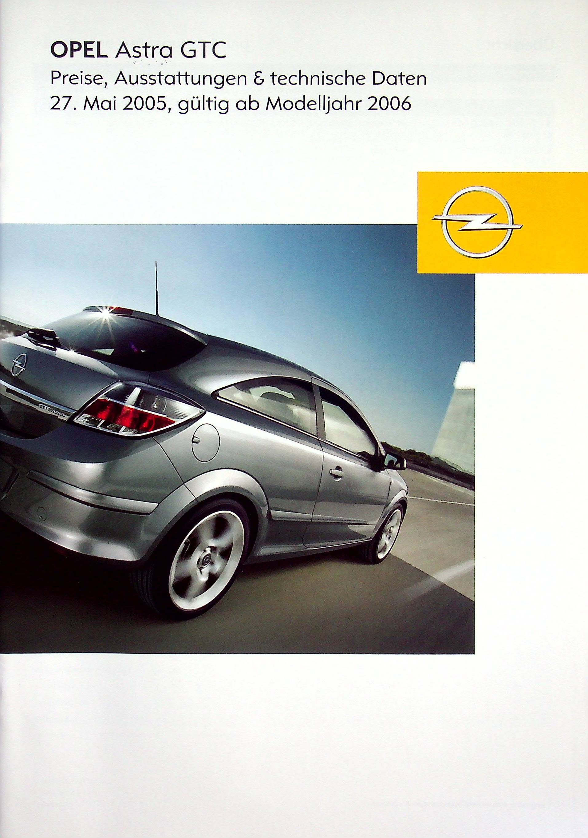 Opel Astra GTC - Preisliste & Extras - Prospekt 05/2005