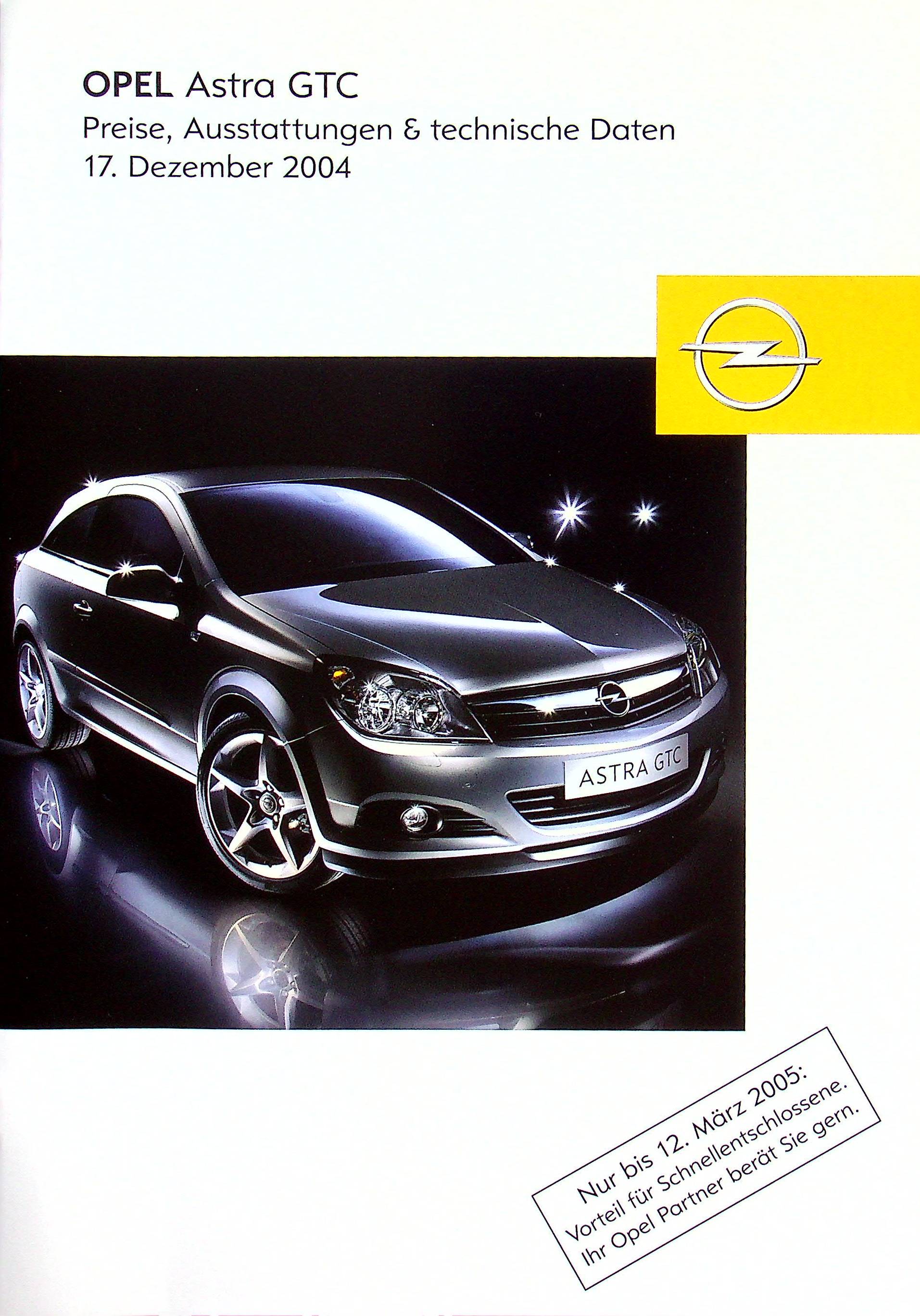 Opel Astra GTC - Preisliste & Extras - Prospekt 12/2004