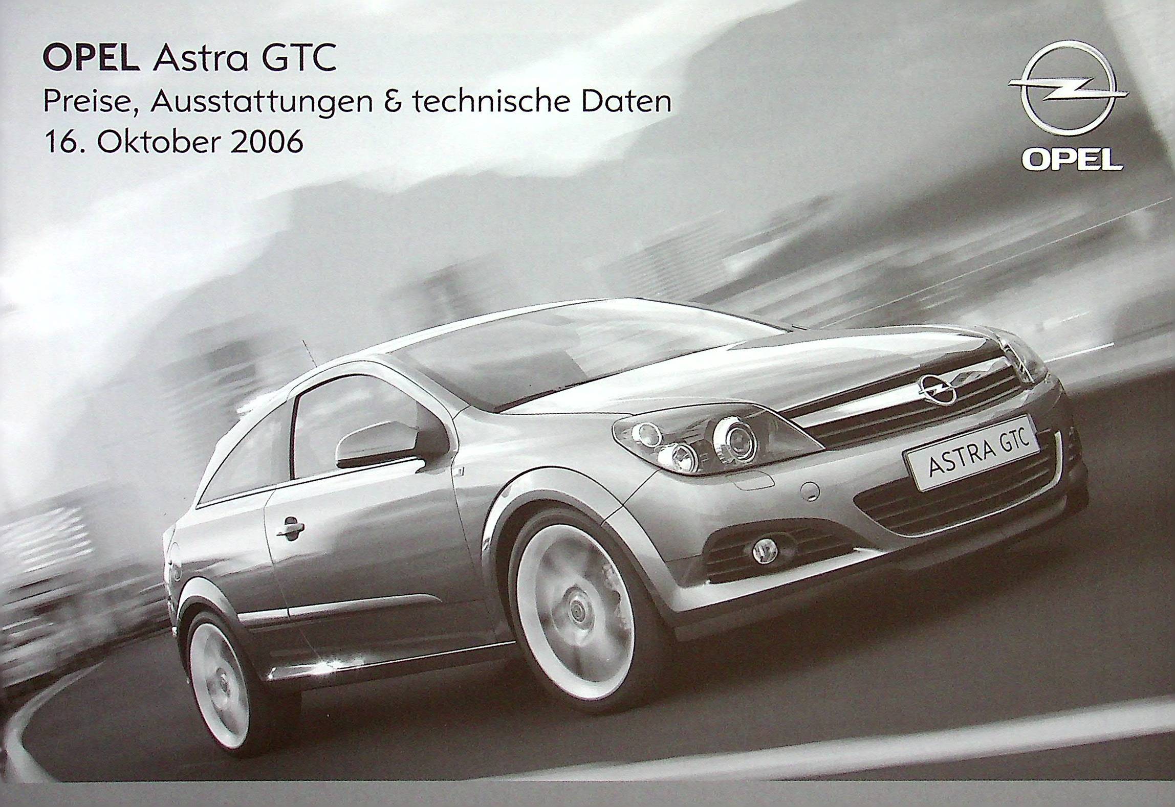 Opel Astra GTC - Preisliste & Extras - Prospekt 10/2006
