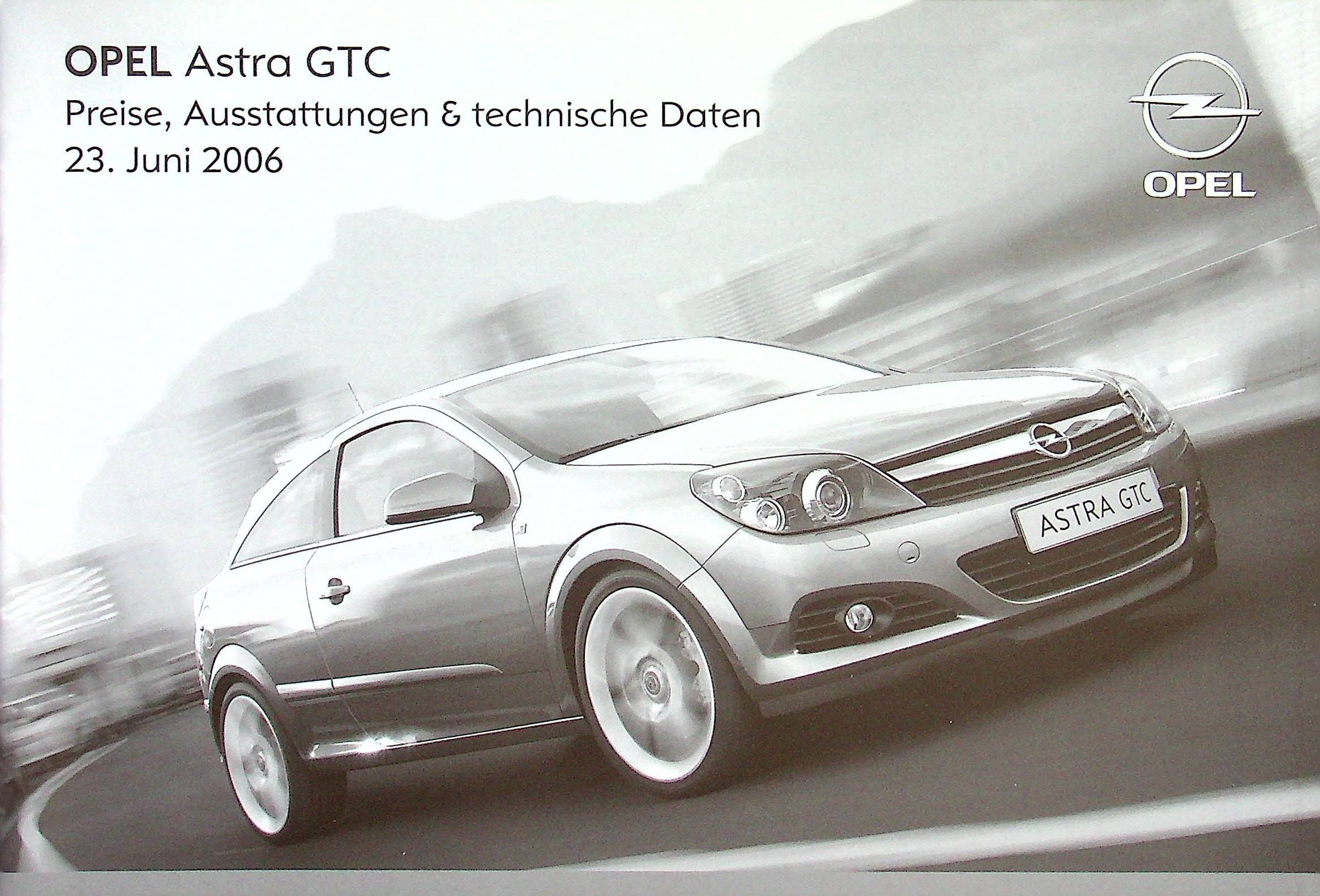 Opel Astra GTC - Preisliste & Extras - Prospekt 06/2006
