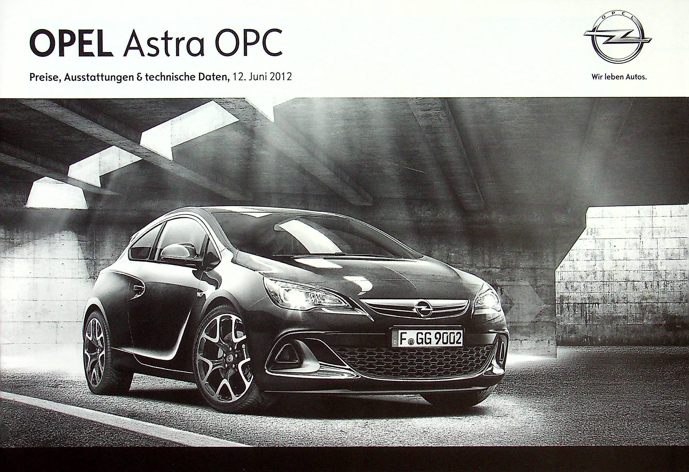 Opel Astra GTC OPC - Preisliste & Extras - Prospekt 06/2012