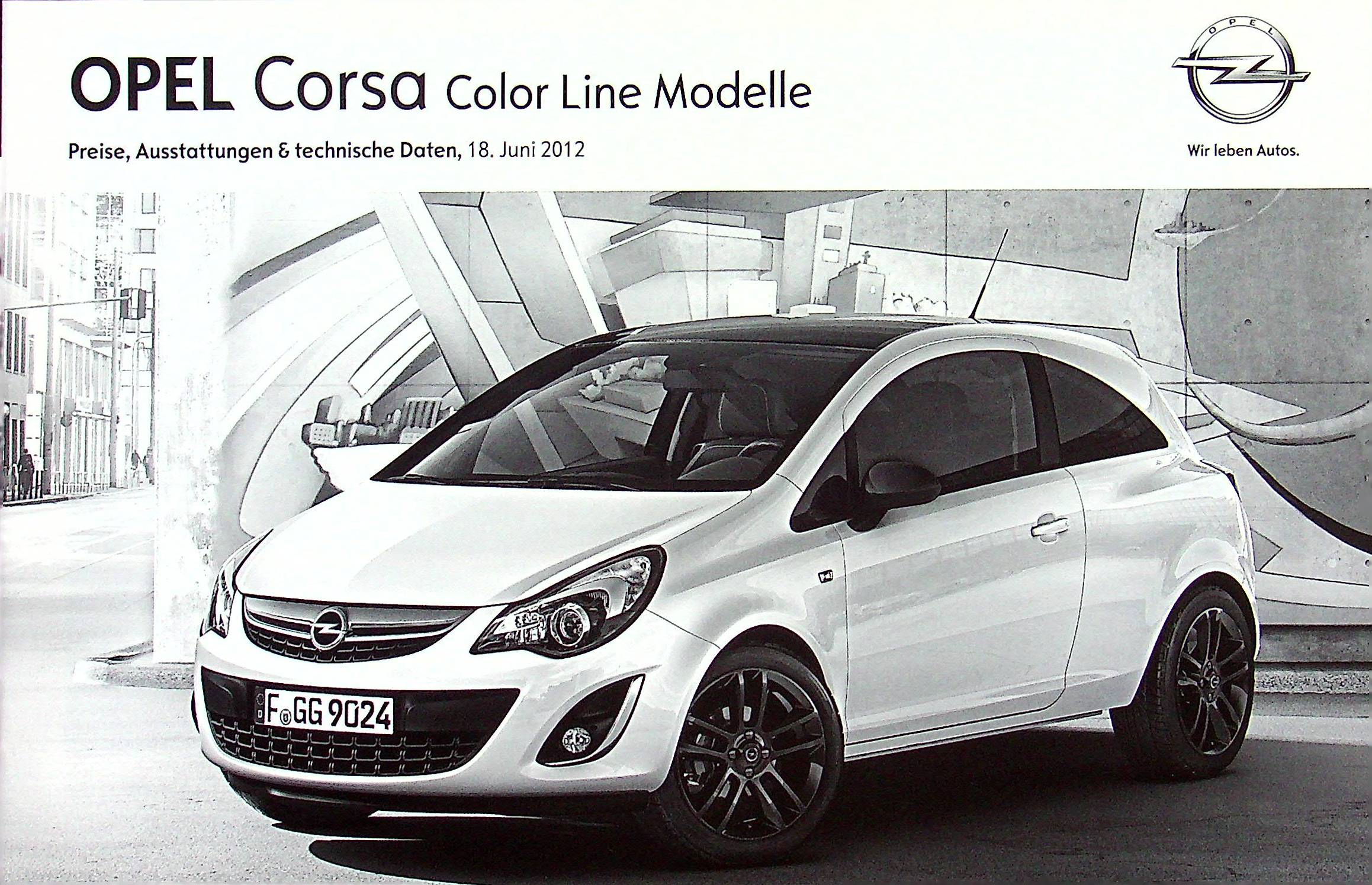Opel Corsa D - Color Line - Preisliste & Extras - Prospekt 06/2012