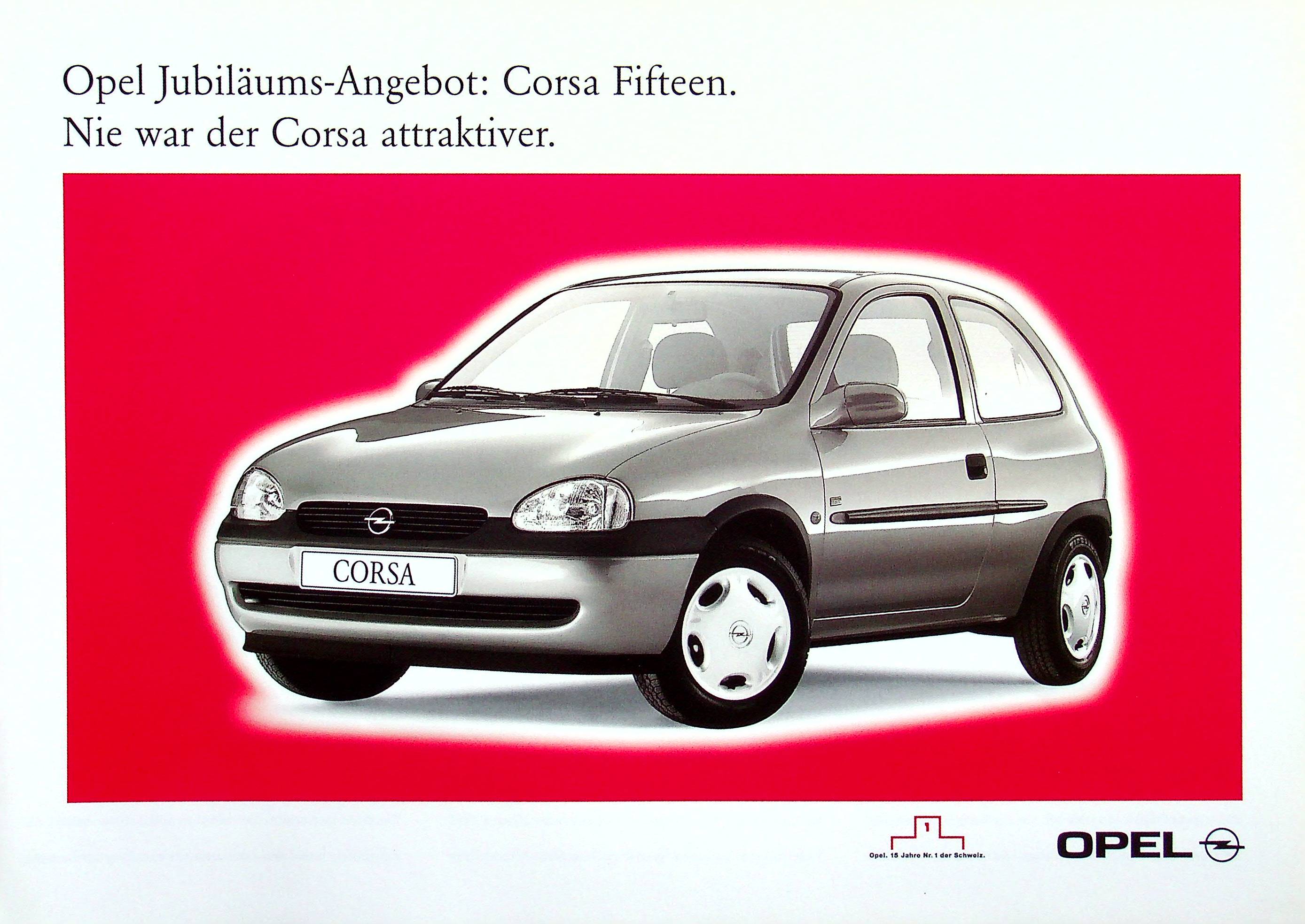 Opel Corsa B - Fifteen - Schweiz - Prospekt 04/1997