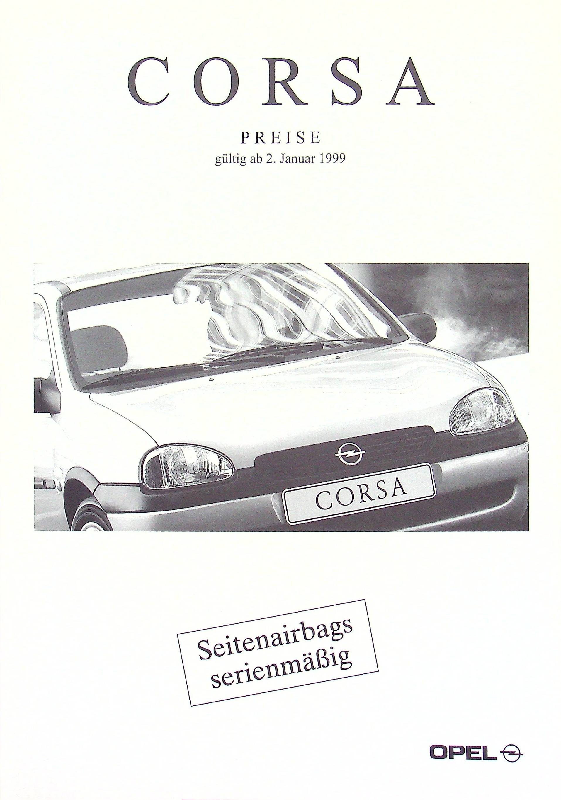 Opel Corsa B - Preisliste & Extras - Prospekt 01/1999