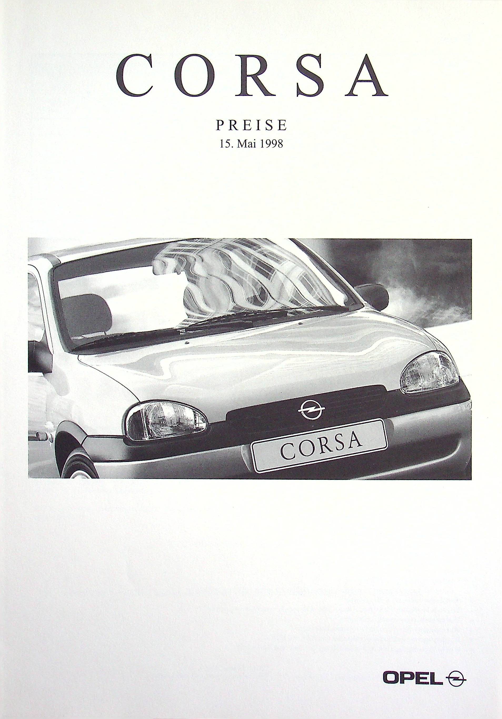 Opel Corsa B - Preisliste & Extras - Prospekt 05/1998