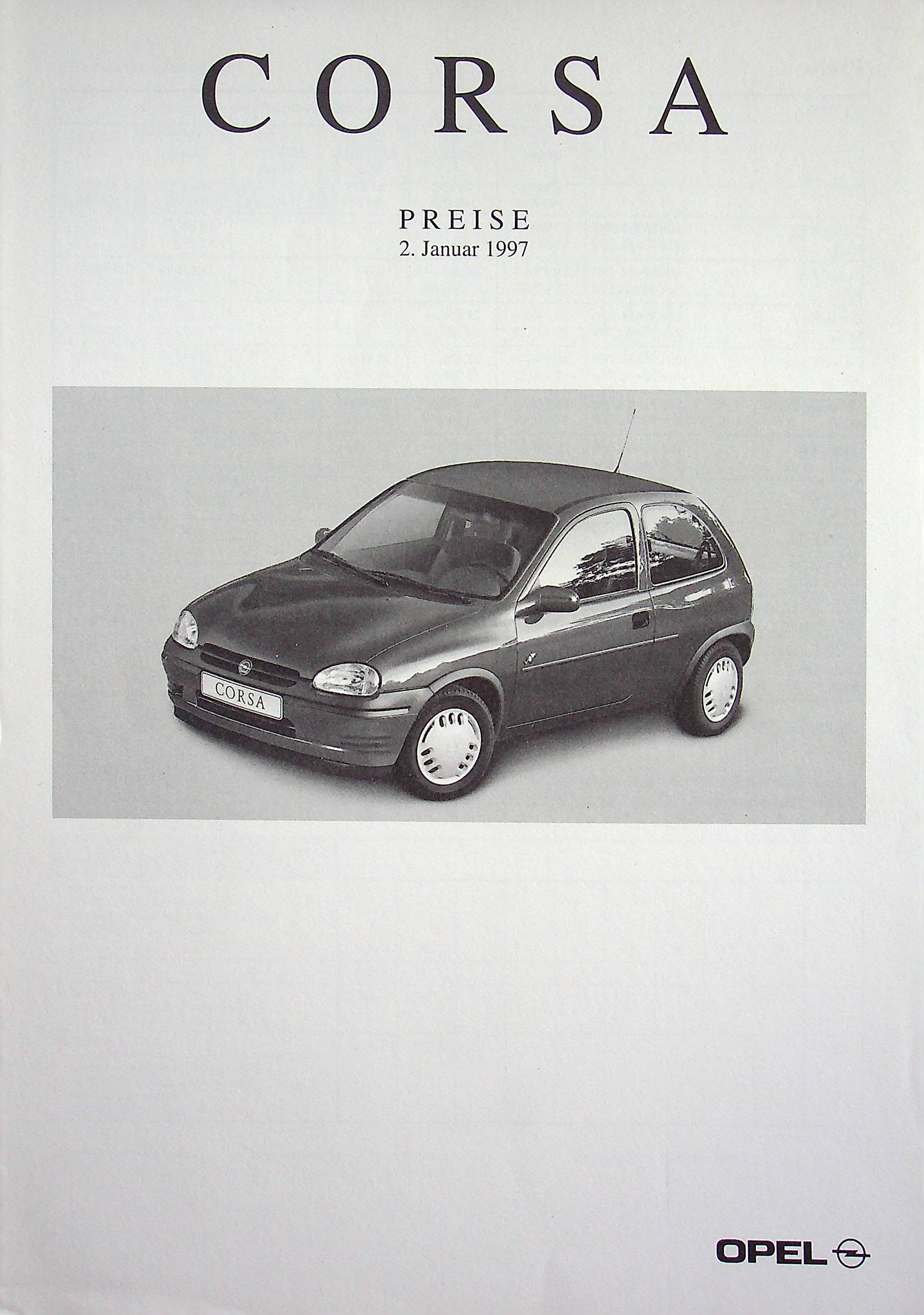 Opel Corsa B - Preisliste & Extras - Prospekt 01/1997