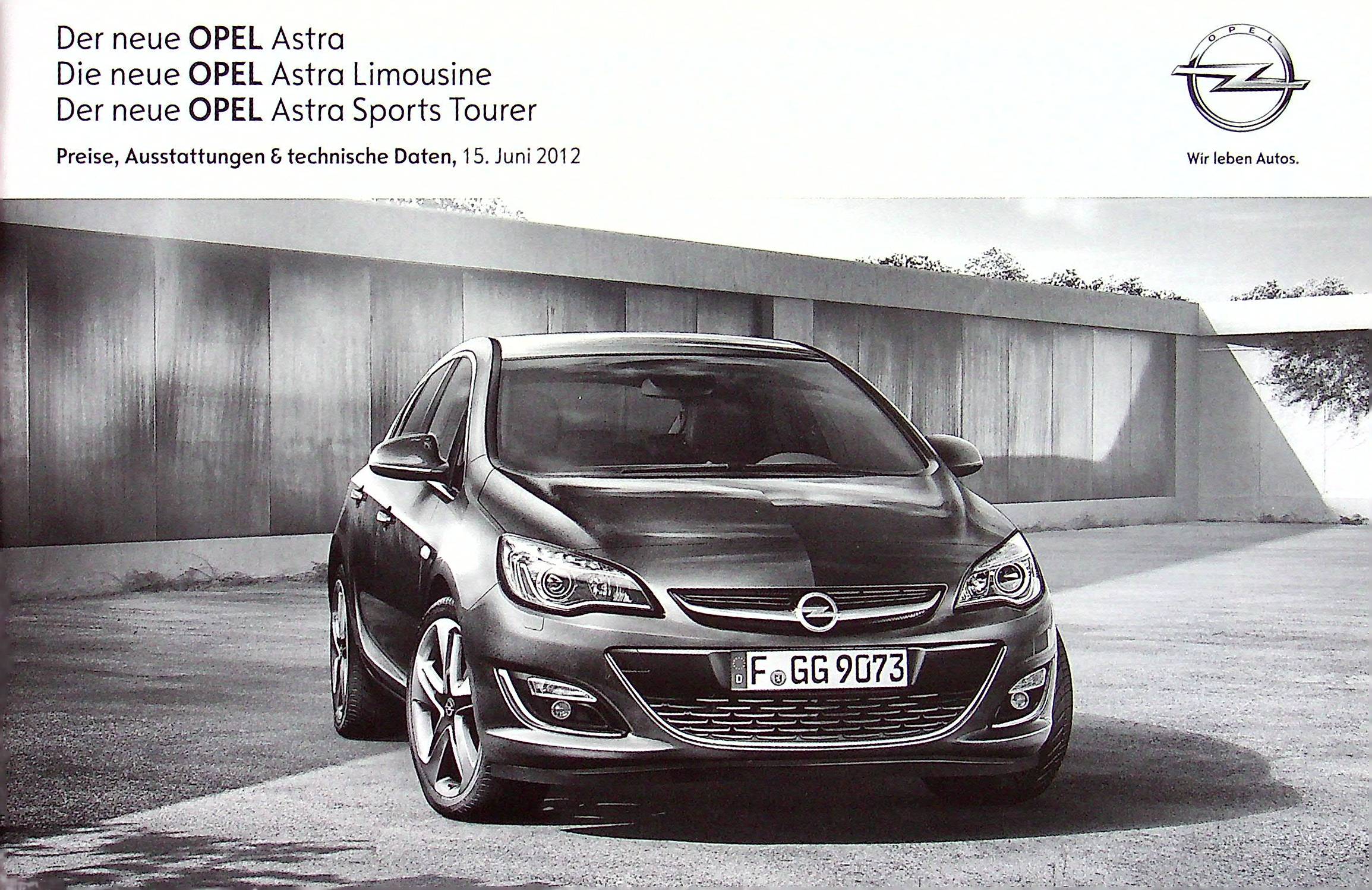 Opel Astra J - Preisliste & Extras - Prospekt 06/2012