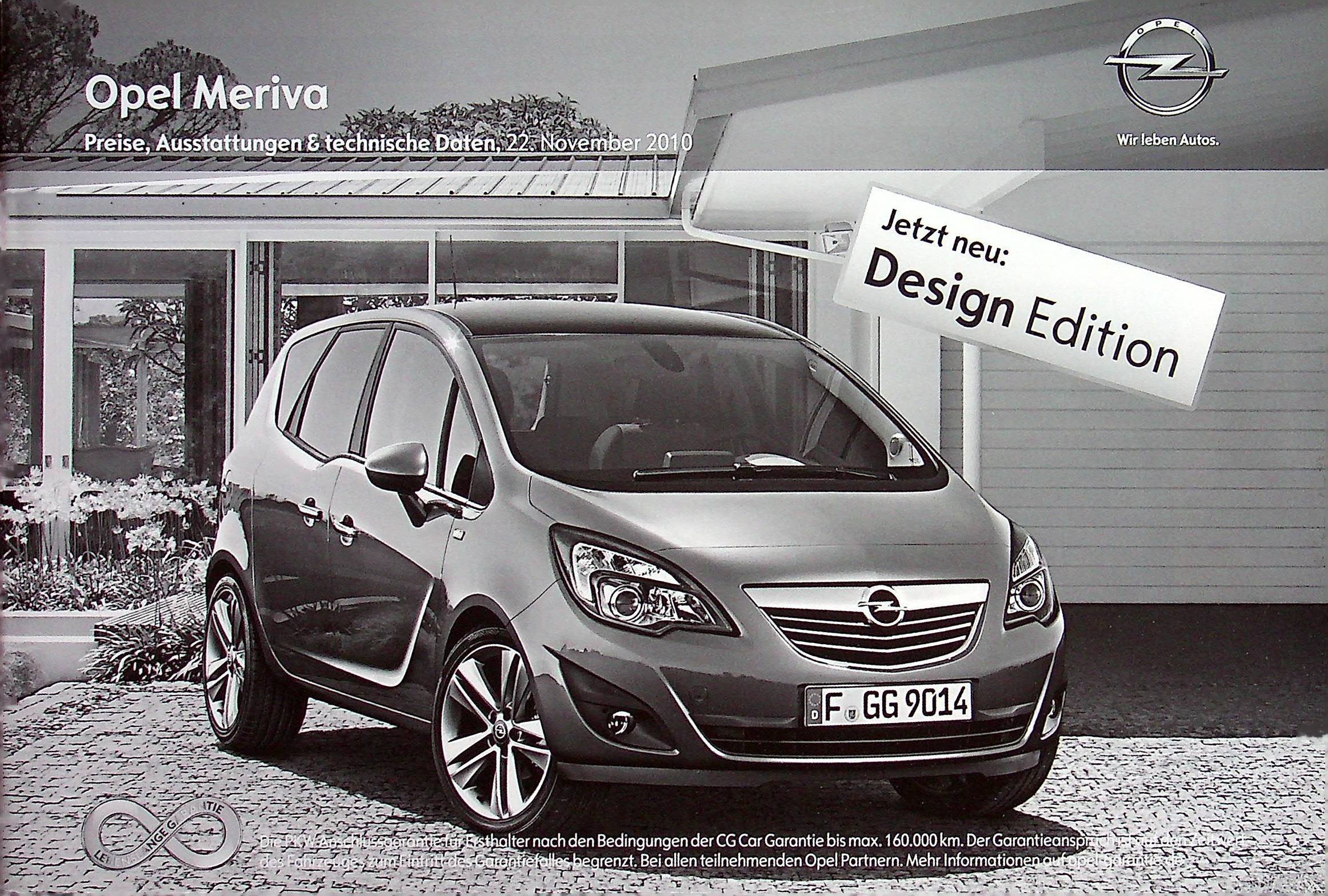 Opel Meriva - Preisliste & Extras - Prospekt 11/2010