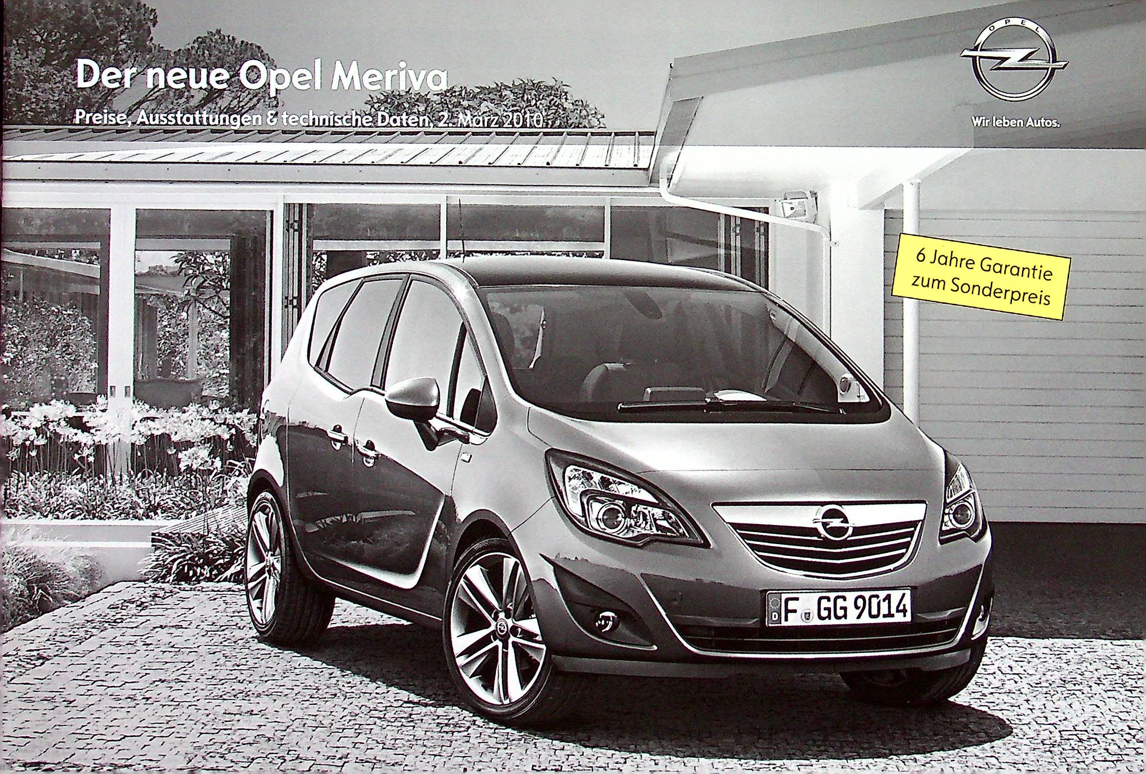 Opel Meriva - Preisliste & Extras - Prospekt 03/2010