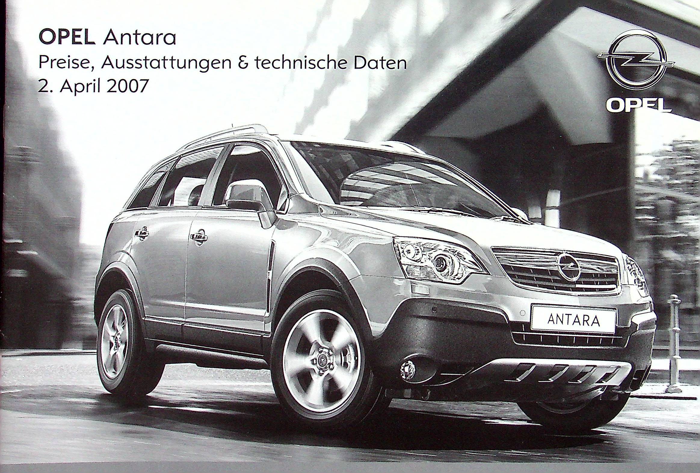 Opel Antara - Preisliste & Extras - Prospekt 04/2007