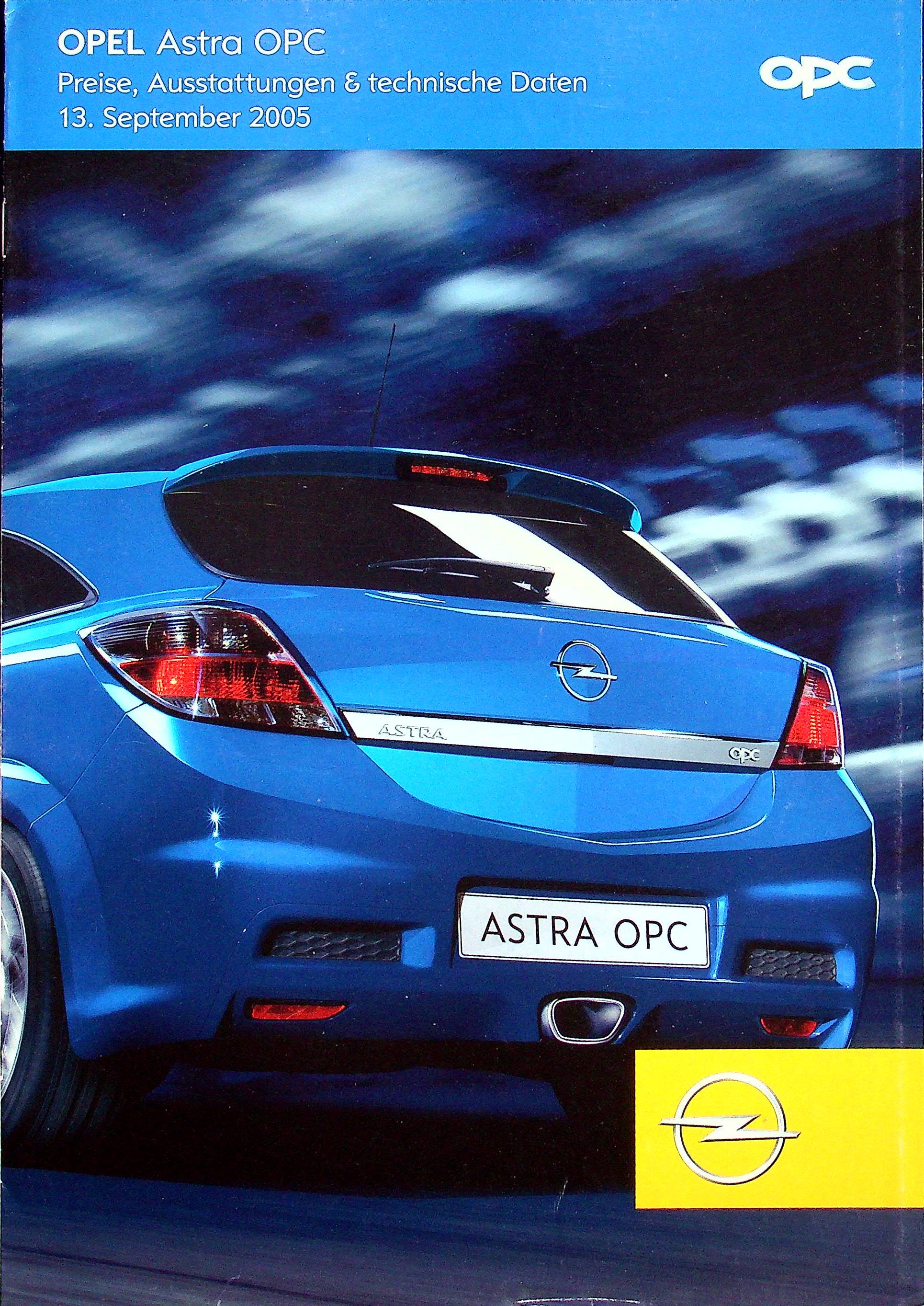 Opel Astra OPC - Preisliste & Extras - Prospekt 09/2005