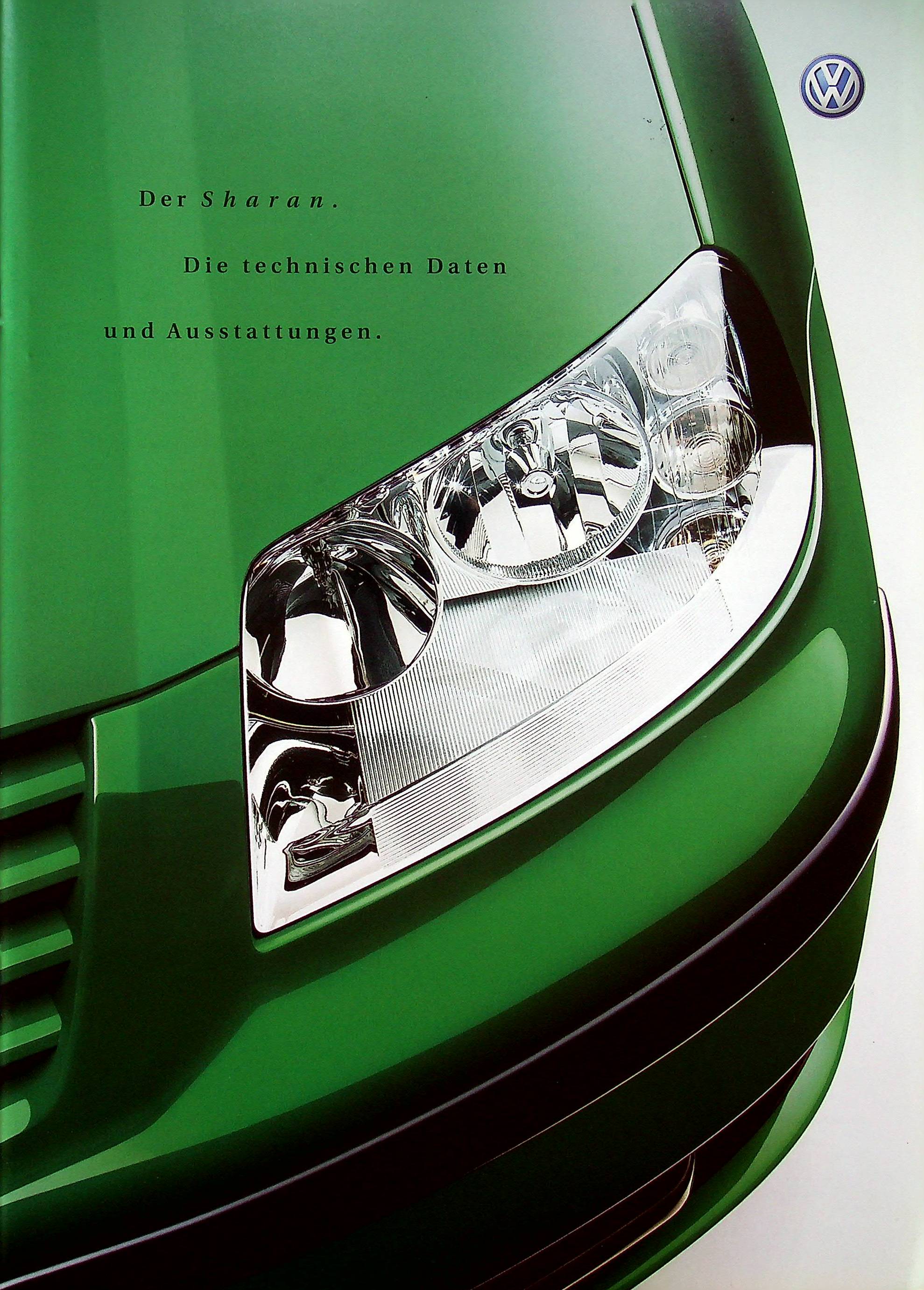 VW Sharan - technische Daten & Ausstattungen - Prospekt 10/2001