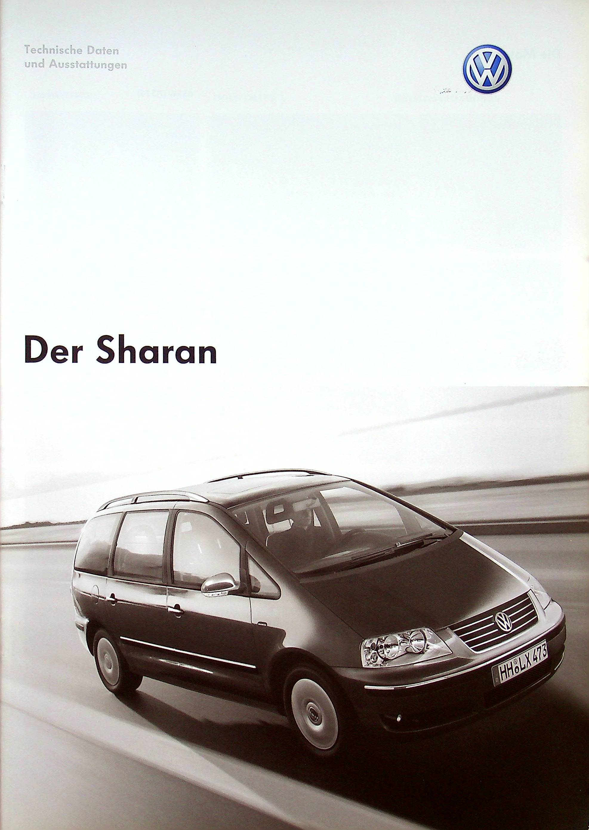 VW Sharan - technische Daten & Ausstattungen - Prospekt 05/2004