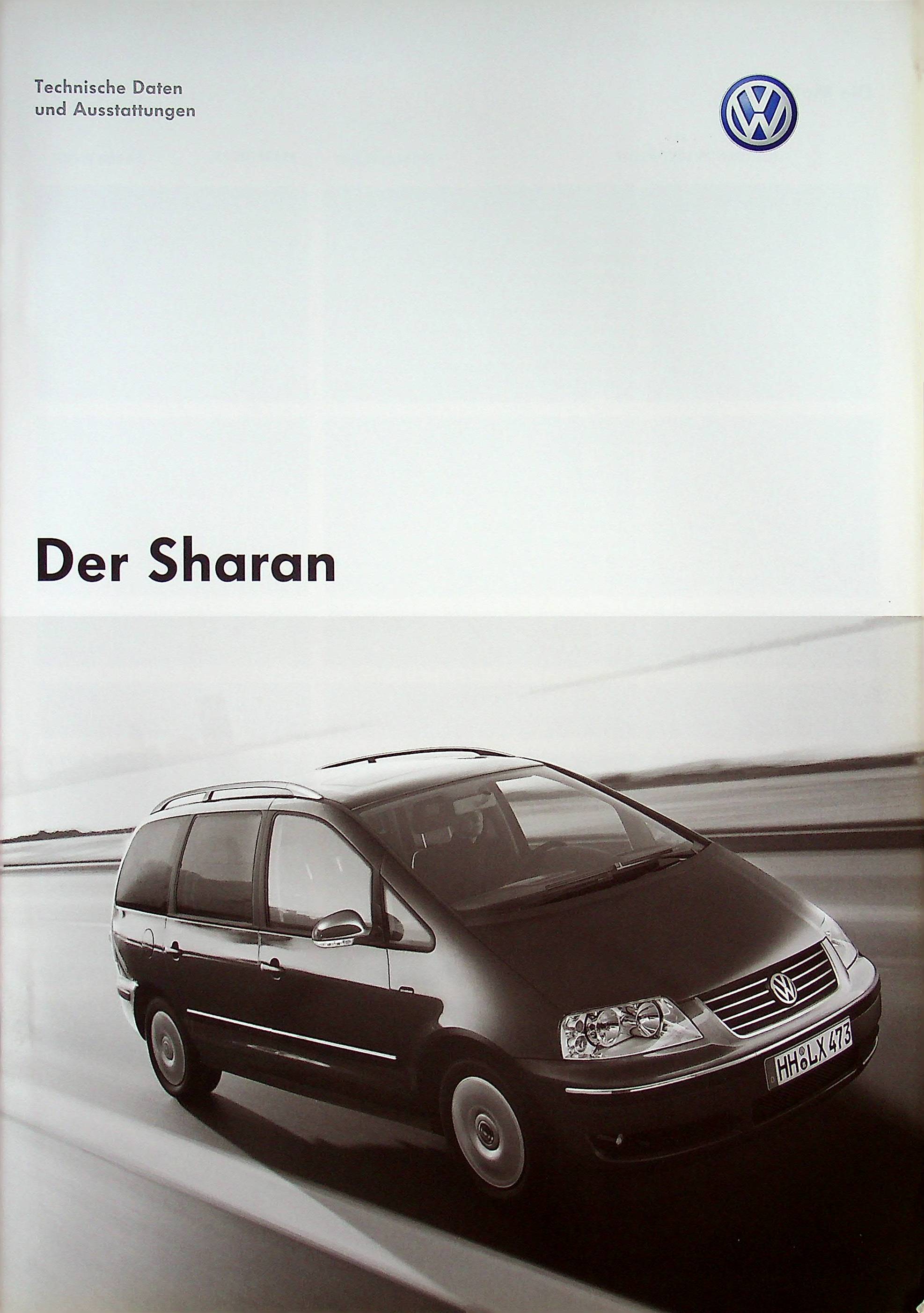 VW Sharan - technische Daten & Ausstattungen - Prospekt 10/2004