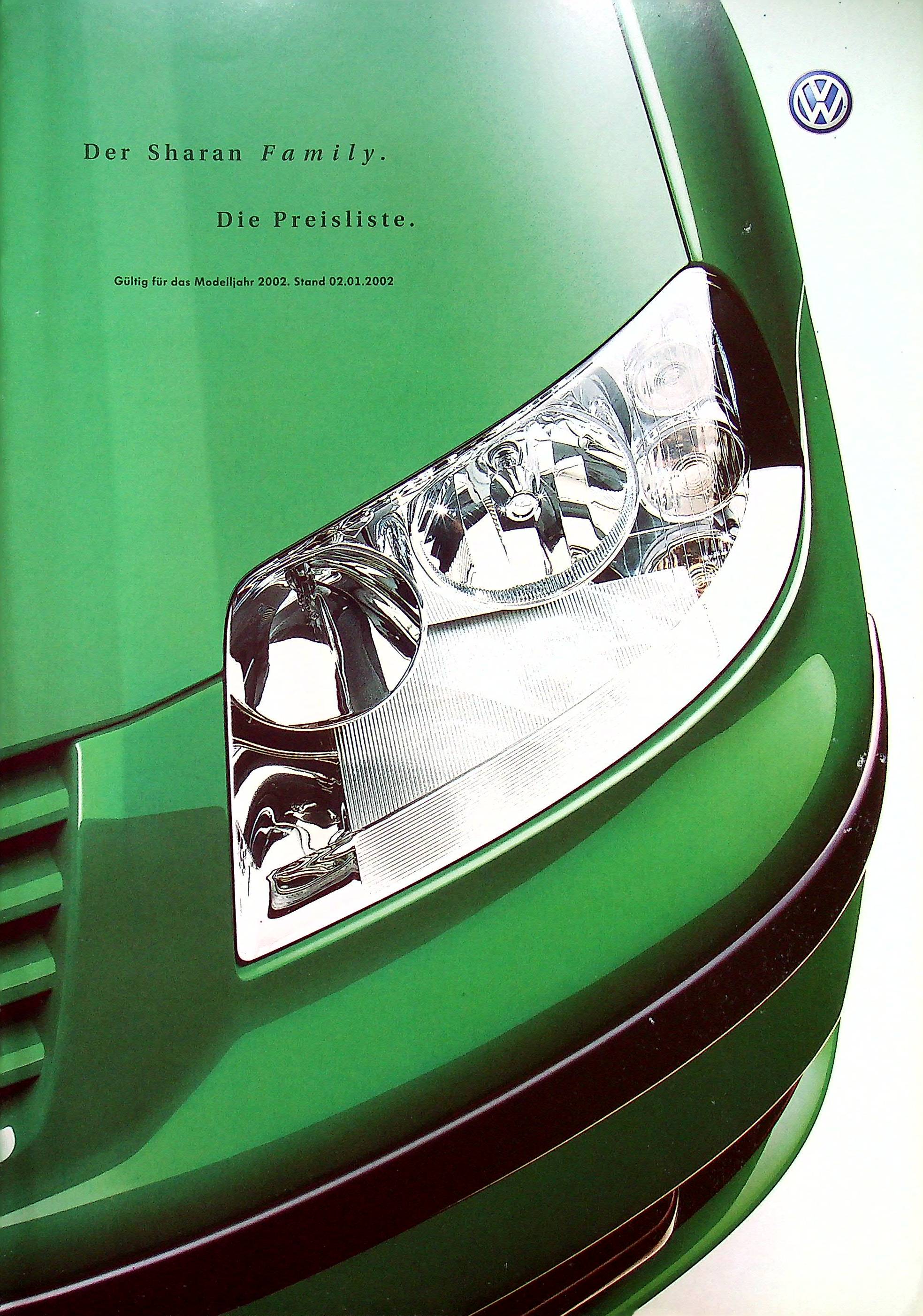 VW Sharan - Family - Preisliste & Extras - Prospekt 01/2002