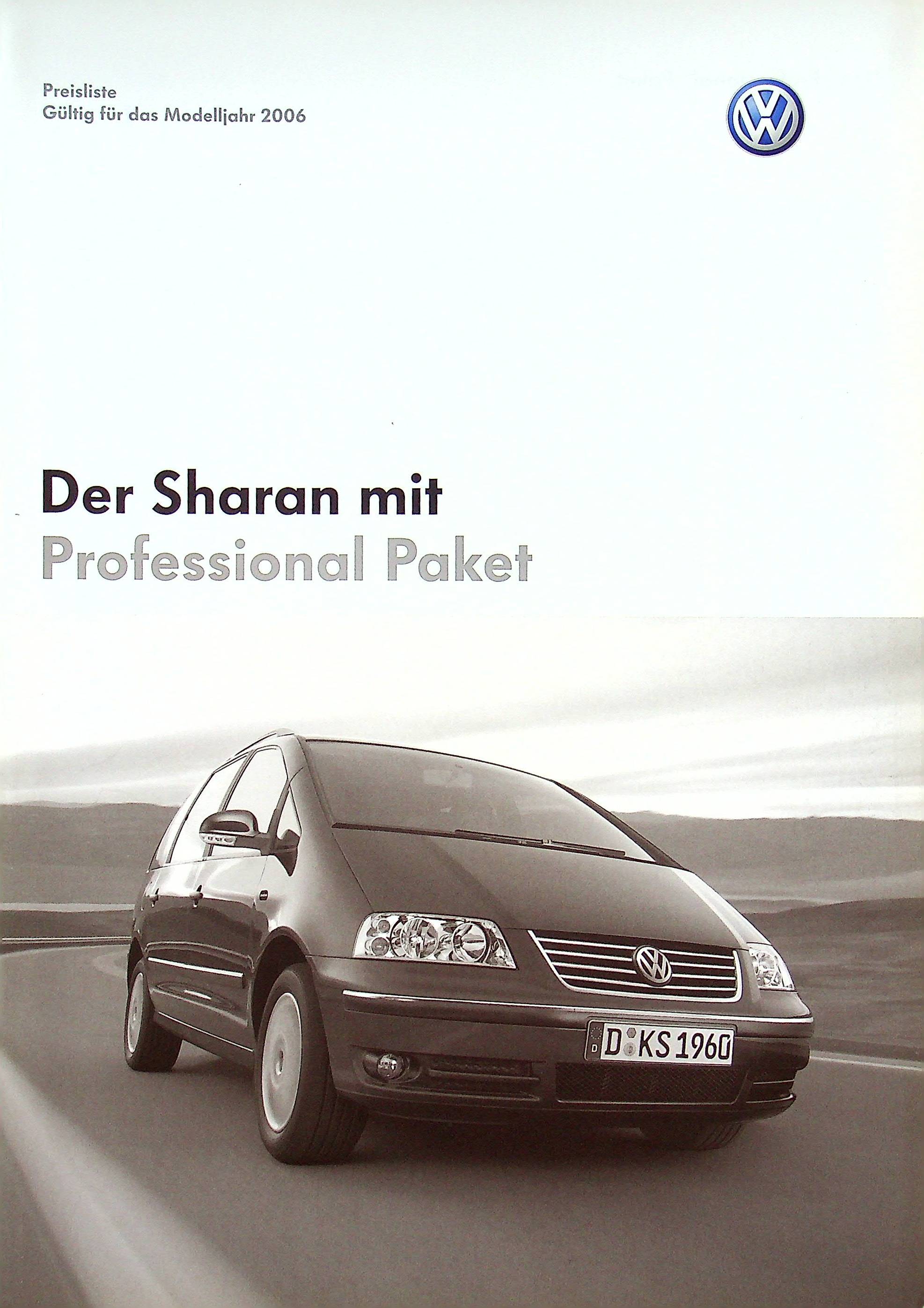 VW Sharan Professional - Preise & Extras - Prospekt 04/2005