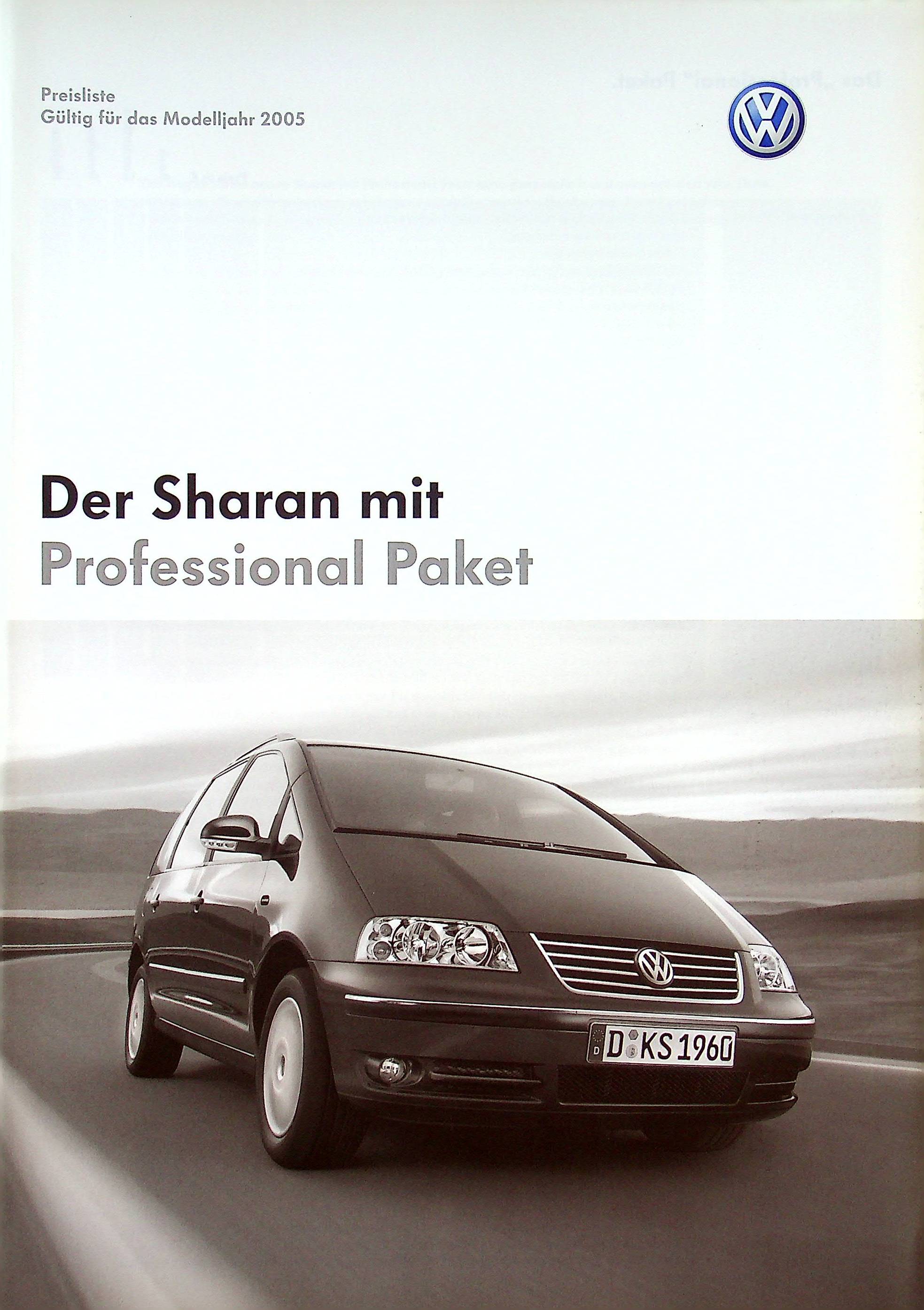 VW Sharan Professional - Preise & Extras - Prospekt 07/2004