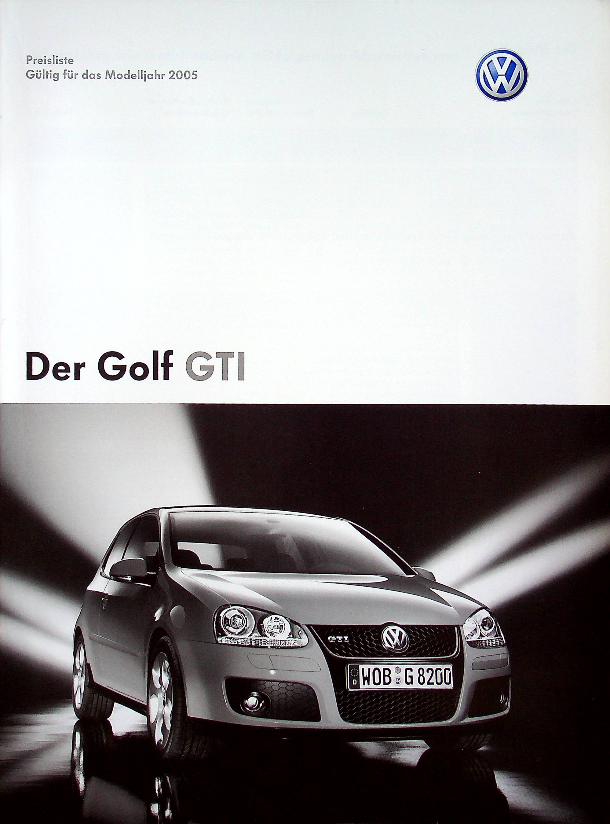 VW Golf V GTI - Preisliste & Extras - Prospekt 10/2004