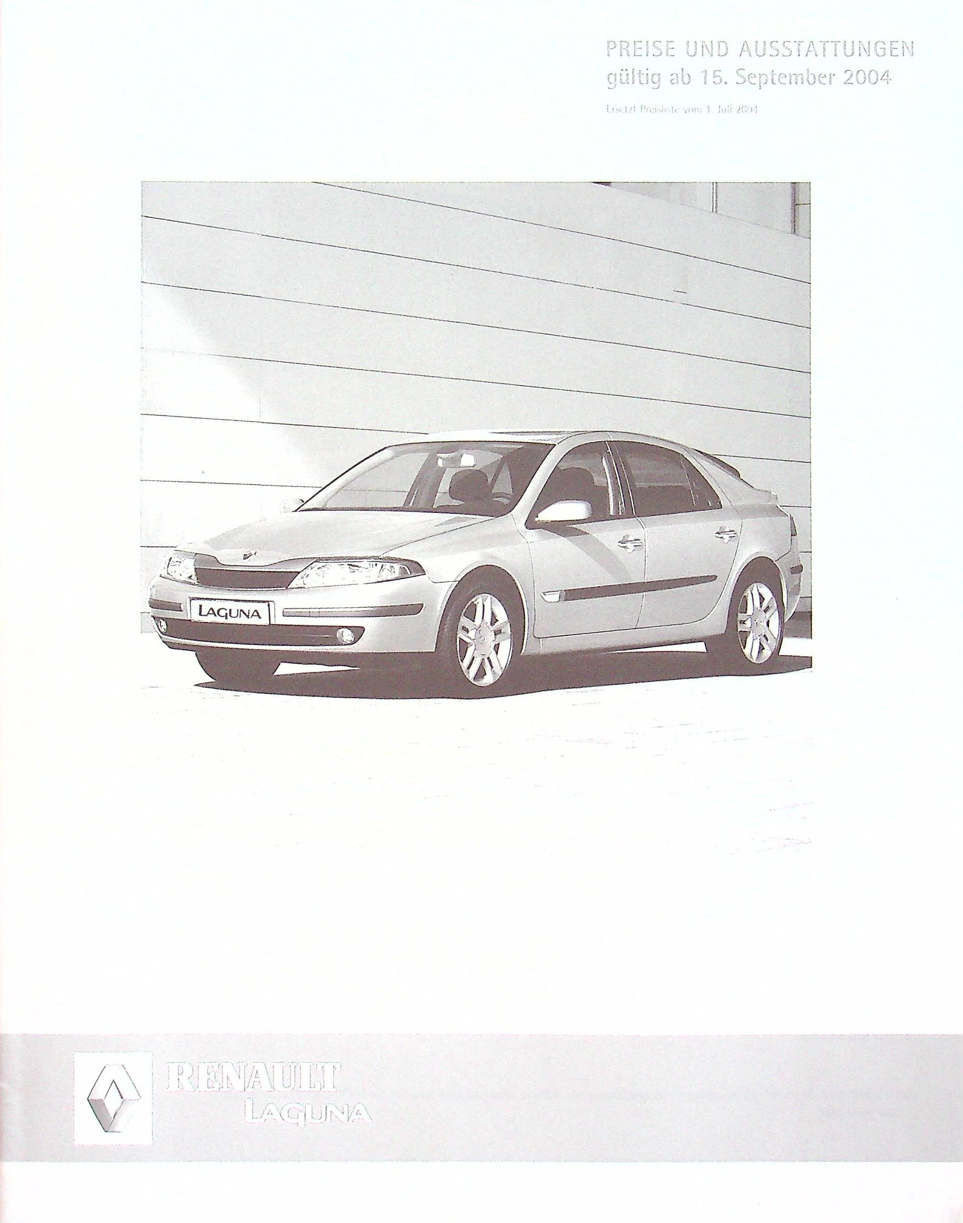 Renault Laguna - Preisliste & Extras - Prospekt 09/2004