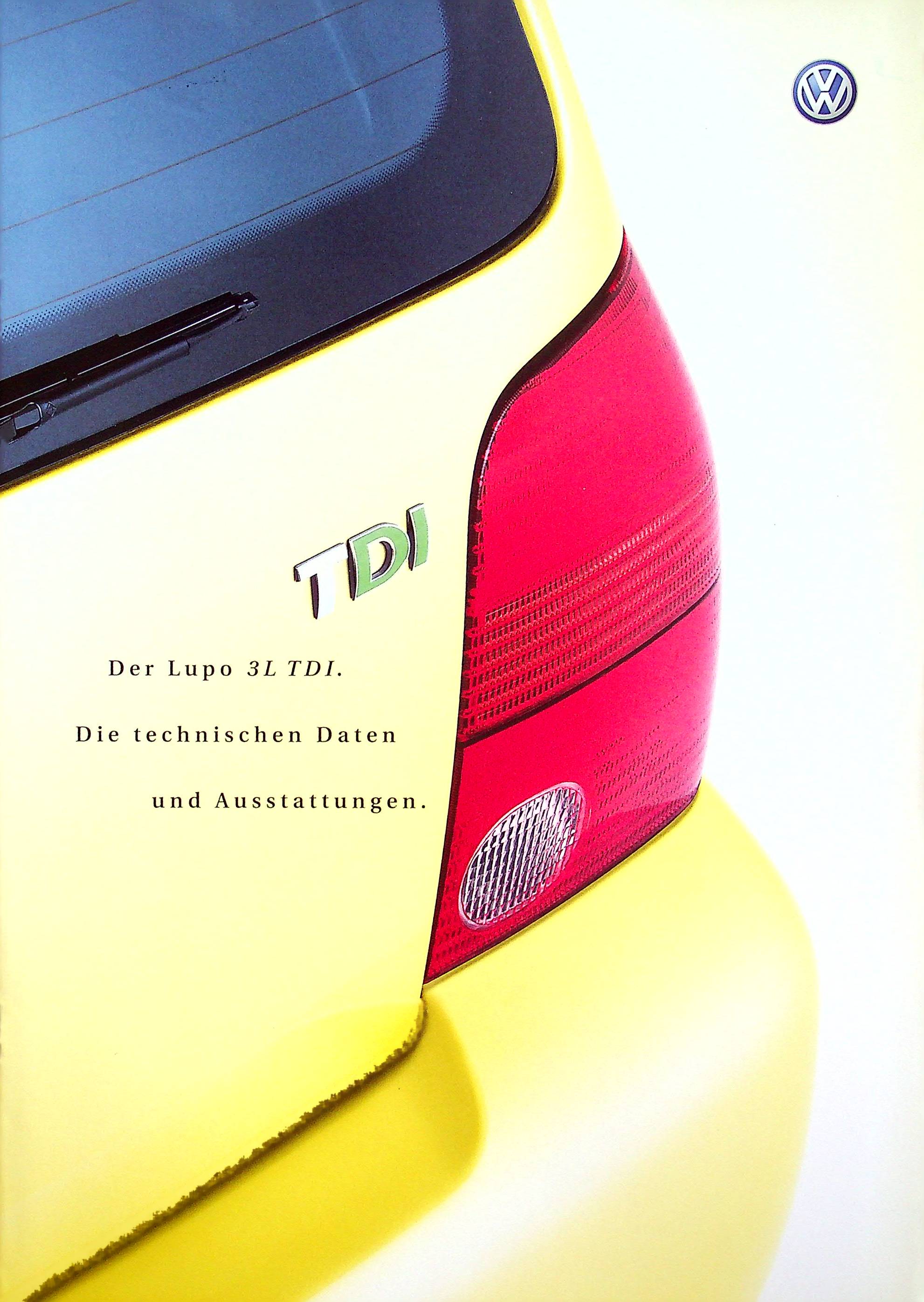 VW Lupo 3L TDI - technische Daten & Ausstattungen - Prospekt 04/2001