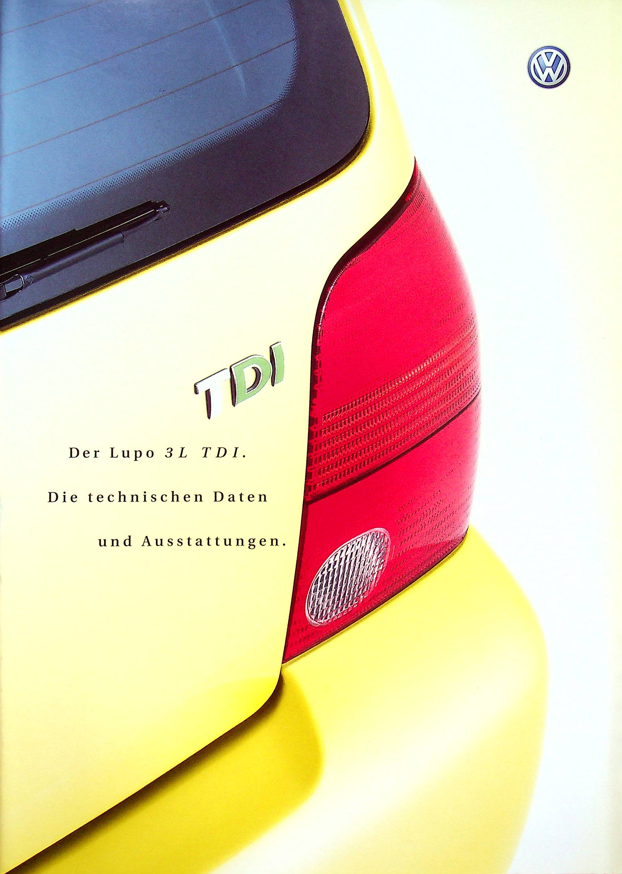 VW Lupo 3L TDI - technische Daten & Ausstattungen - Prospekt 04/2002