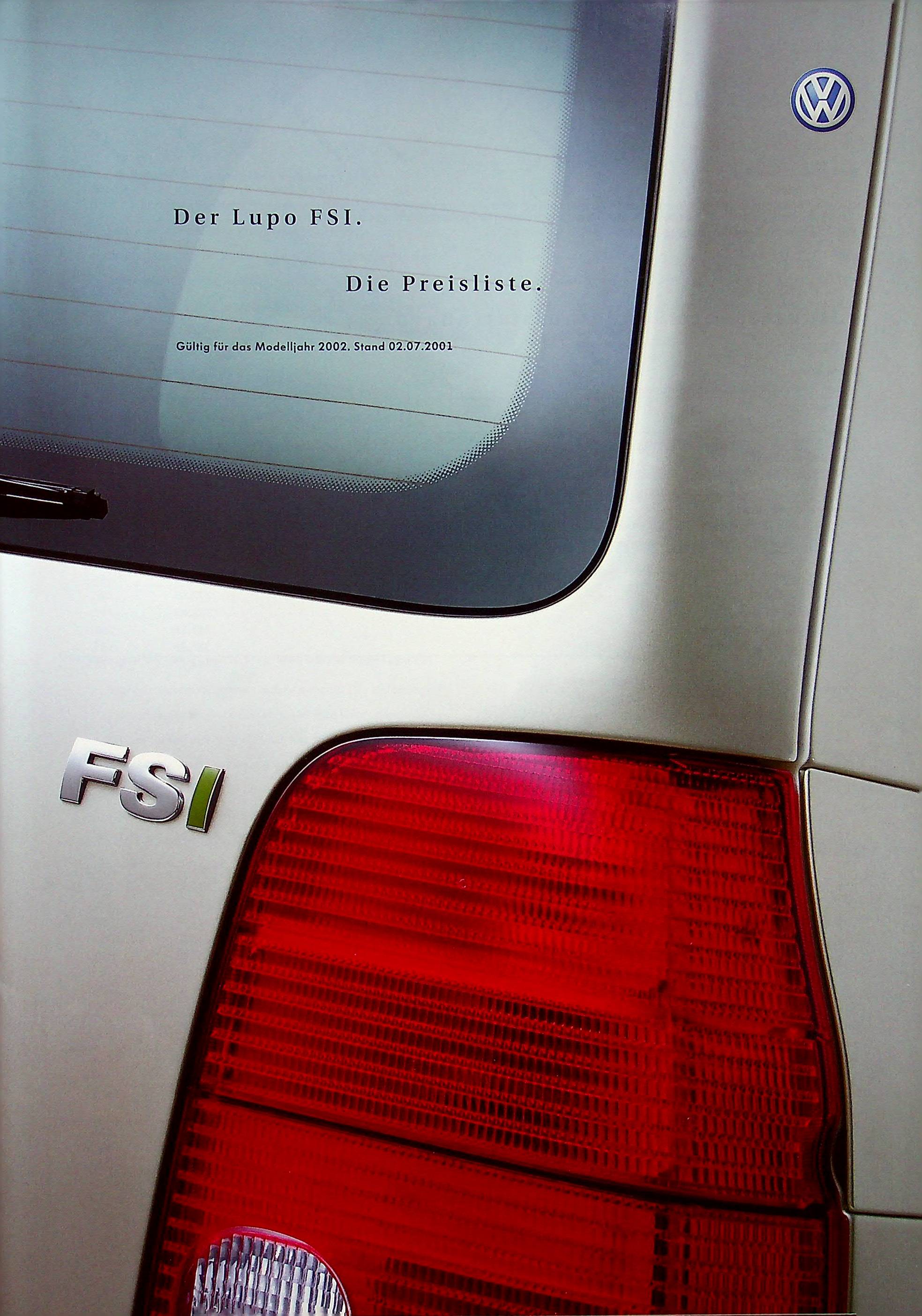 VW Lupo FSI - Preisliste & Extras - Prospekt 06/2001