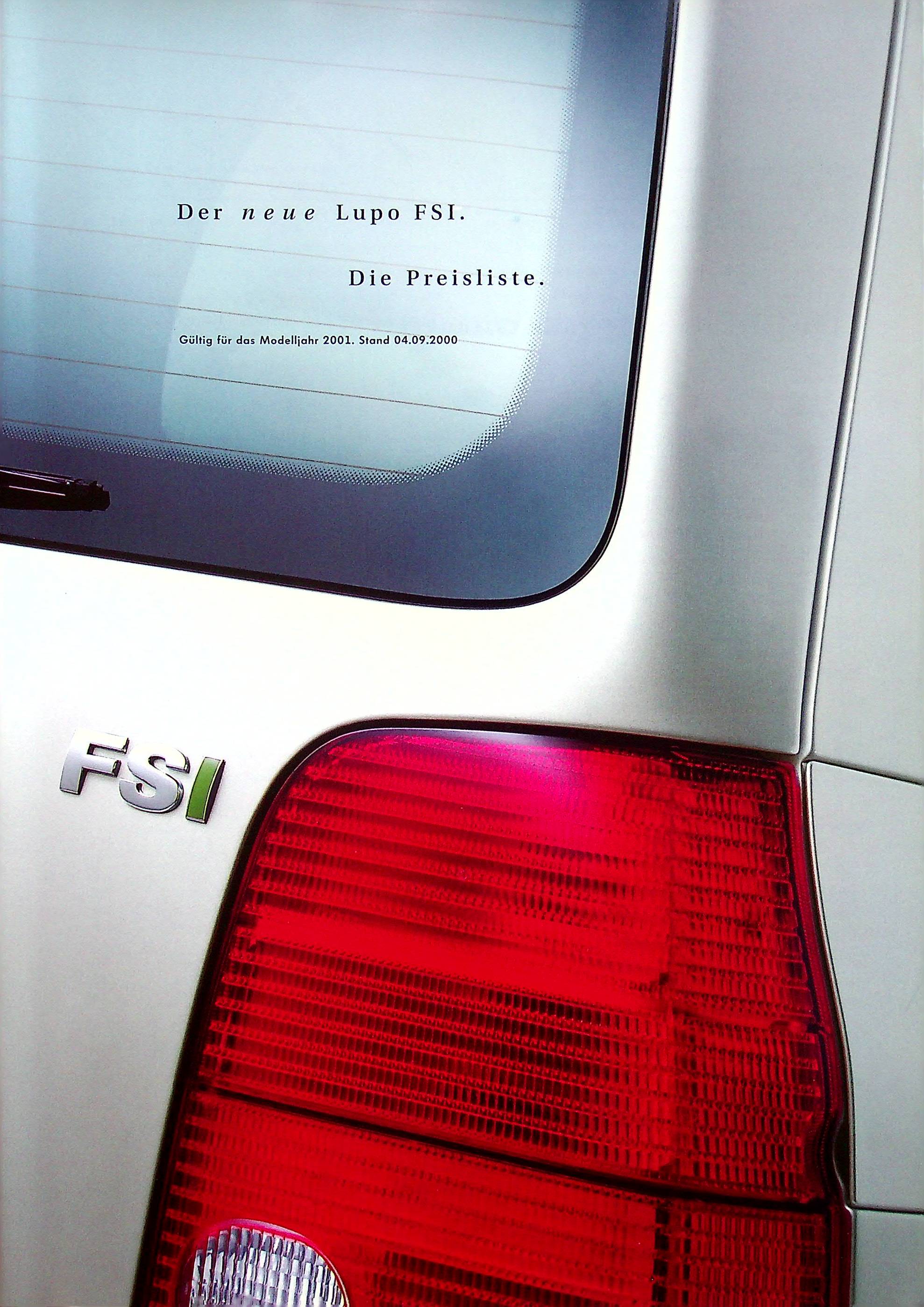 VW Lupo FSI - Preisliste & Extras - Prospekt 09/2000