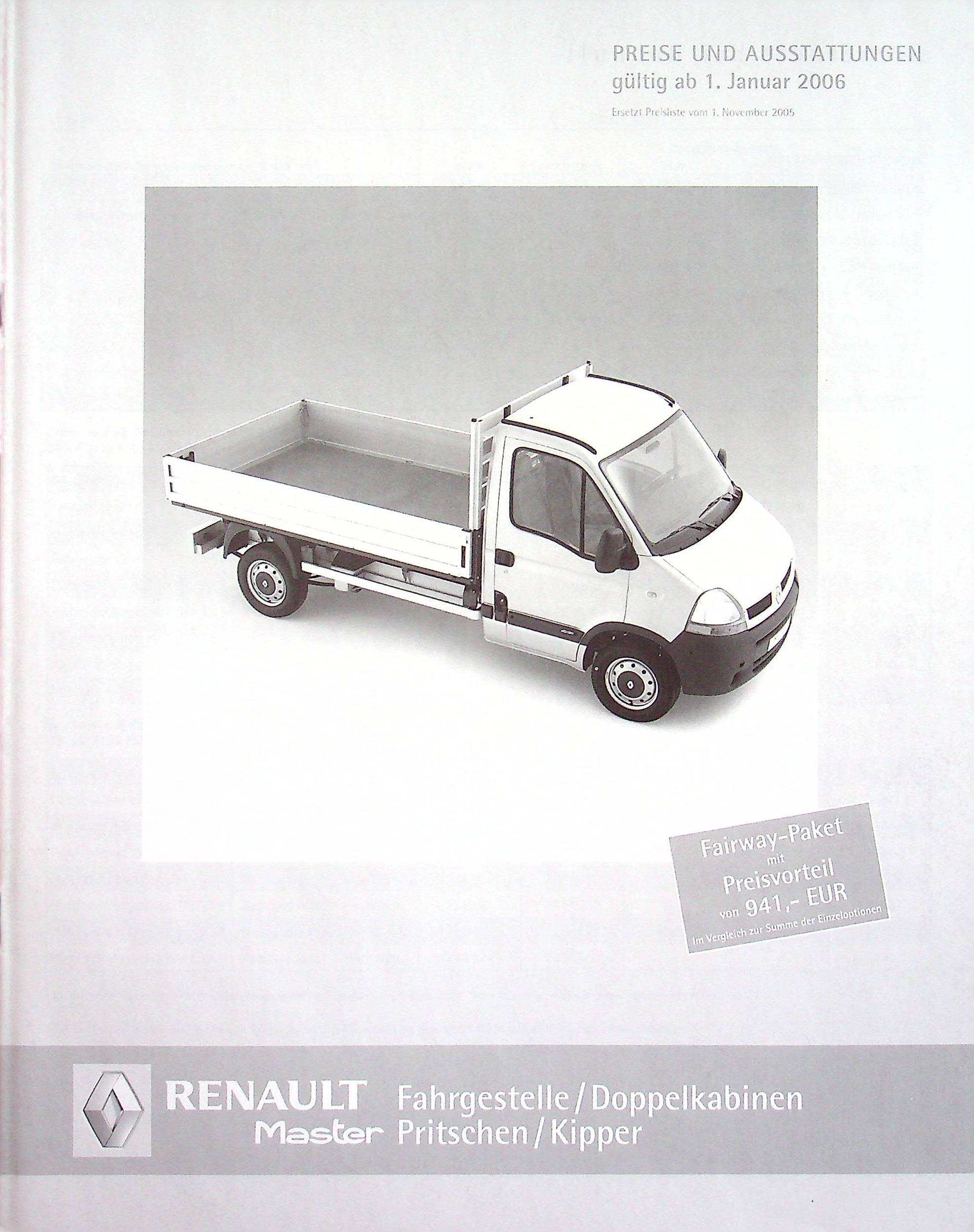 Renault Master Pritsche - Preisliste & Extras - Prospekt 01/2006