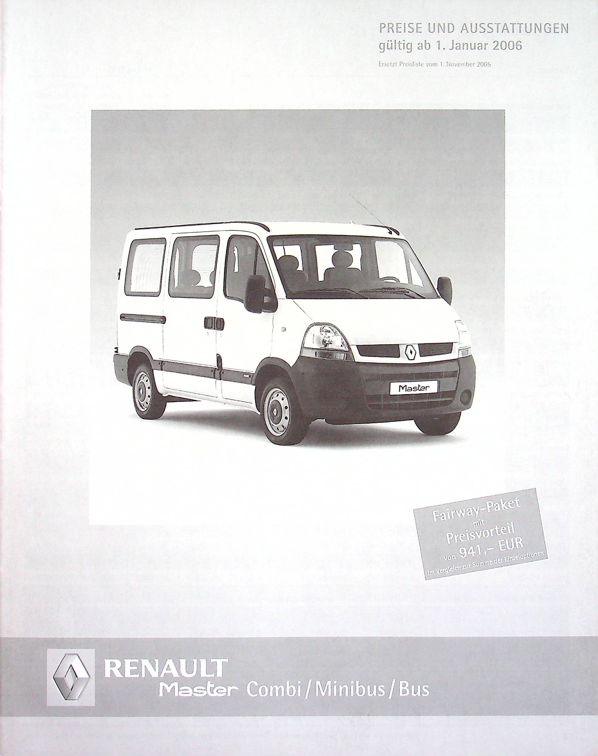 Renault Master Combi - Preisliste & Extras - Prospekt 01/2006