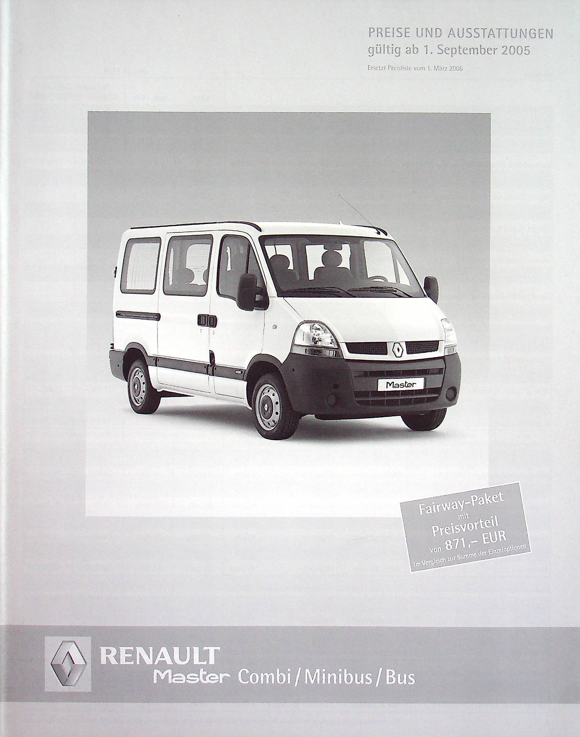 Renault Master Combi - Preisliste & Extras - Prospekt 09/2005