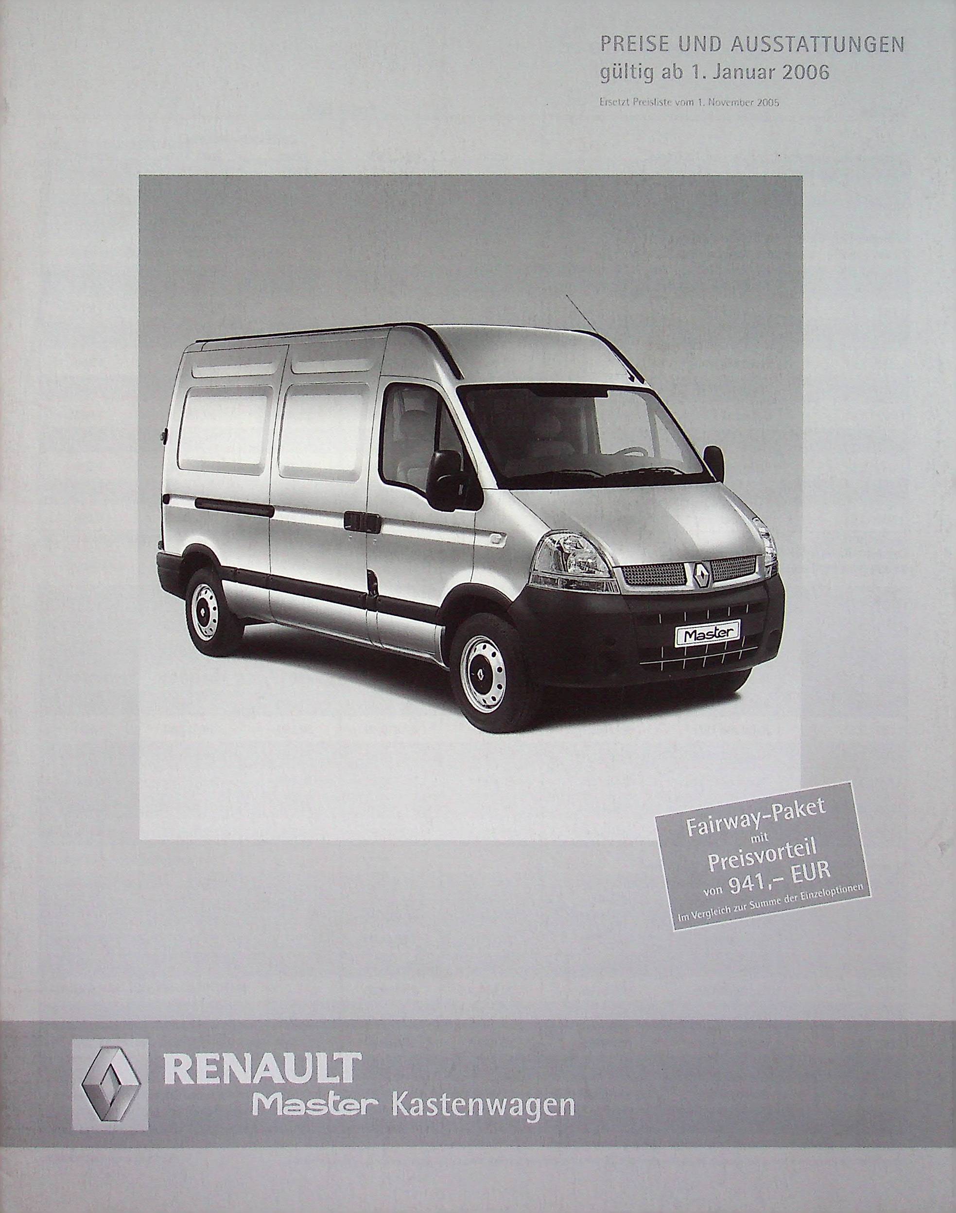 Renault Master Kasten - Preisliste & Extras - Prospekt 01/2006