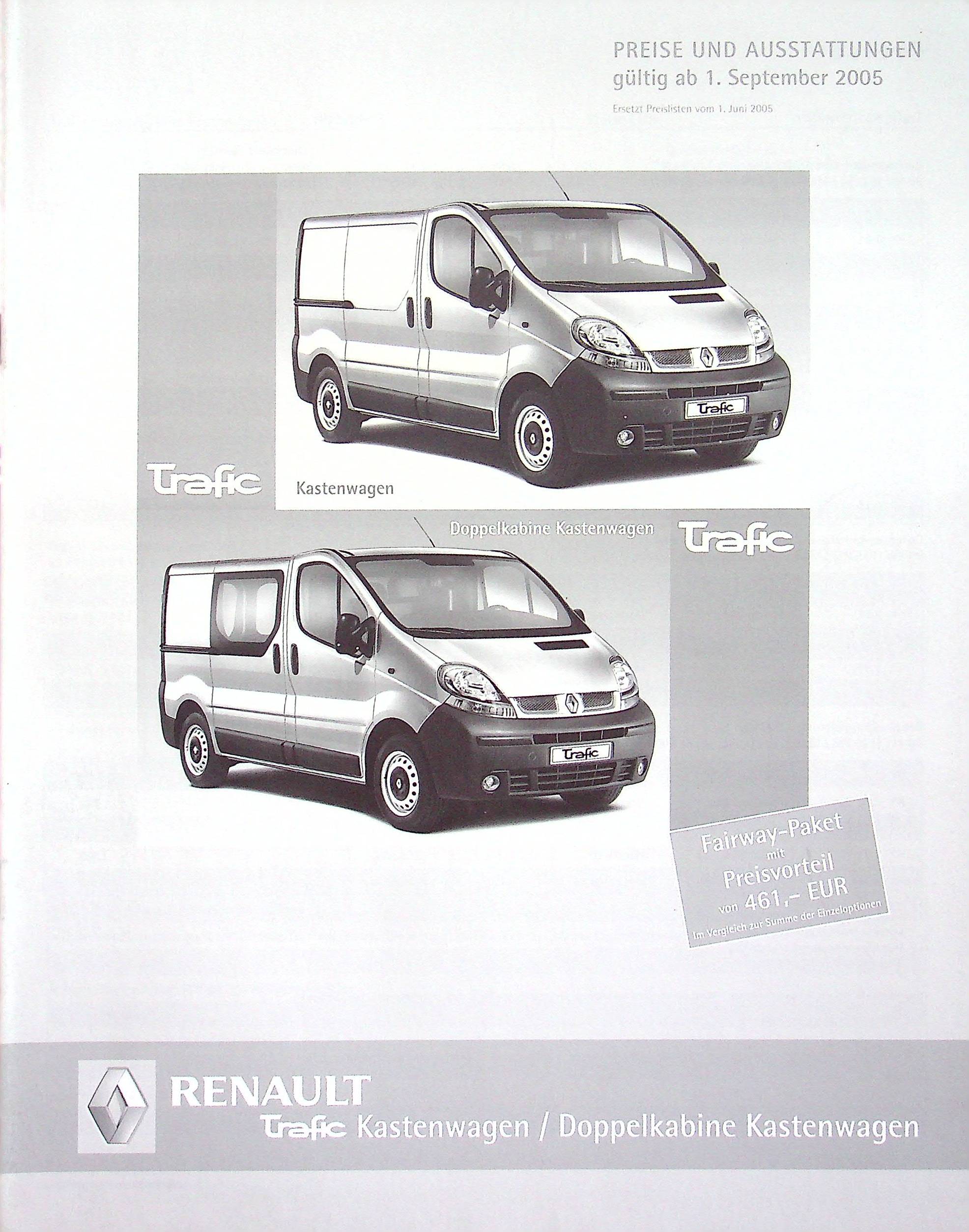 Renault Trafic Doka - Preisliste & Extras - Prospekt 09/2005