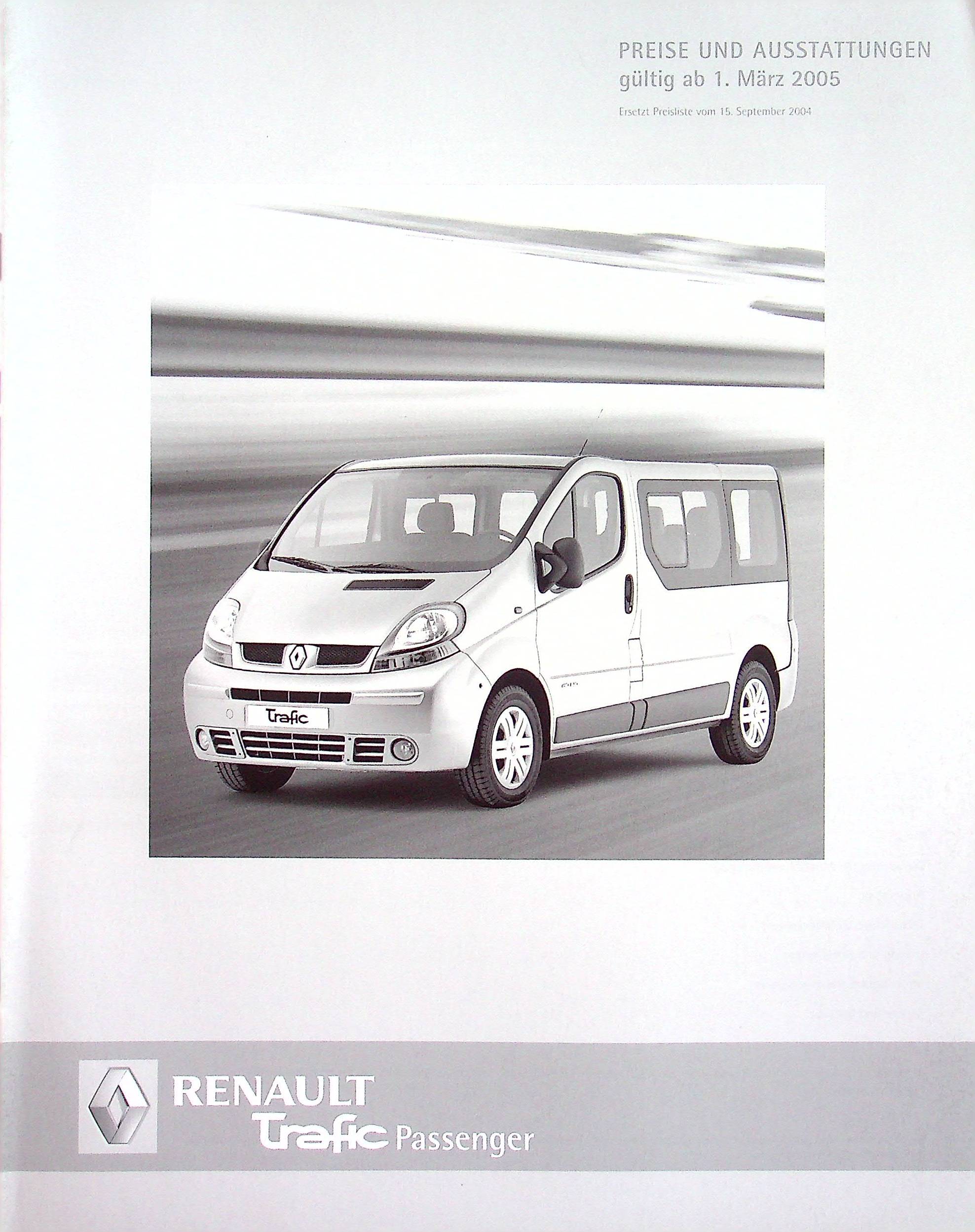 Renault Trafic Passenger - Preisliste & Extras - Prospekt 03/2005