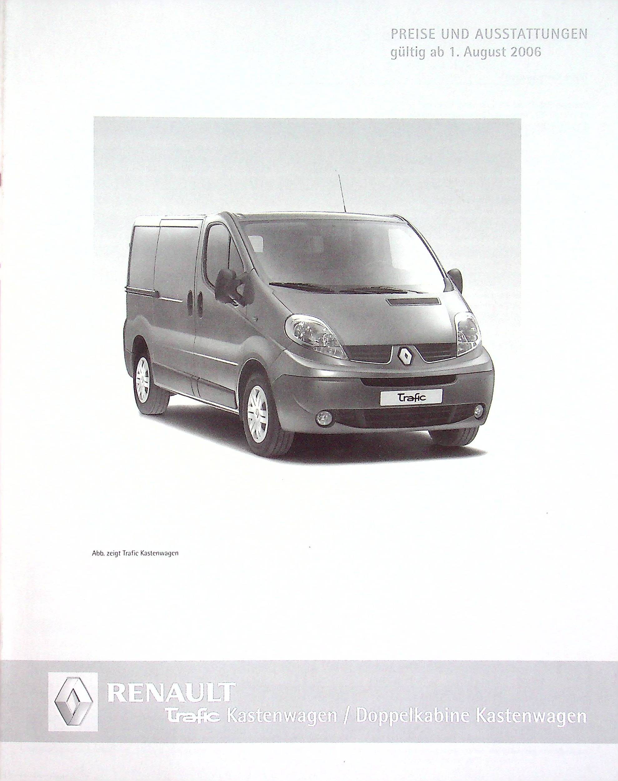 Renault Trafic Kasten - Preisliste & Extras - Prospekt 08/2006