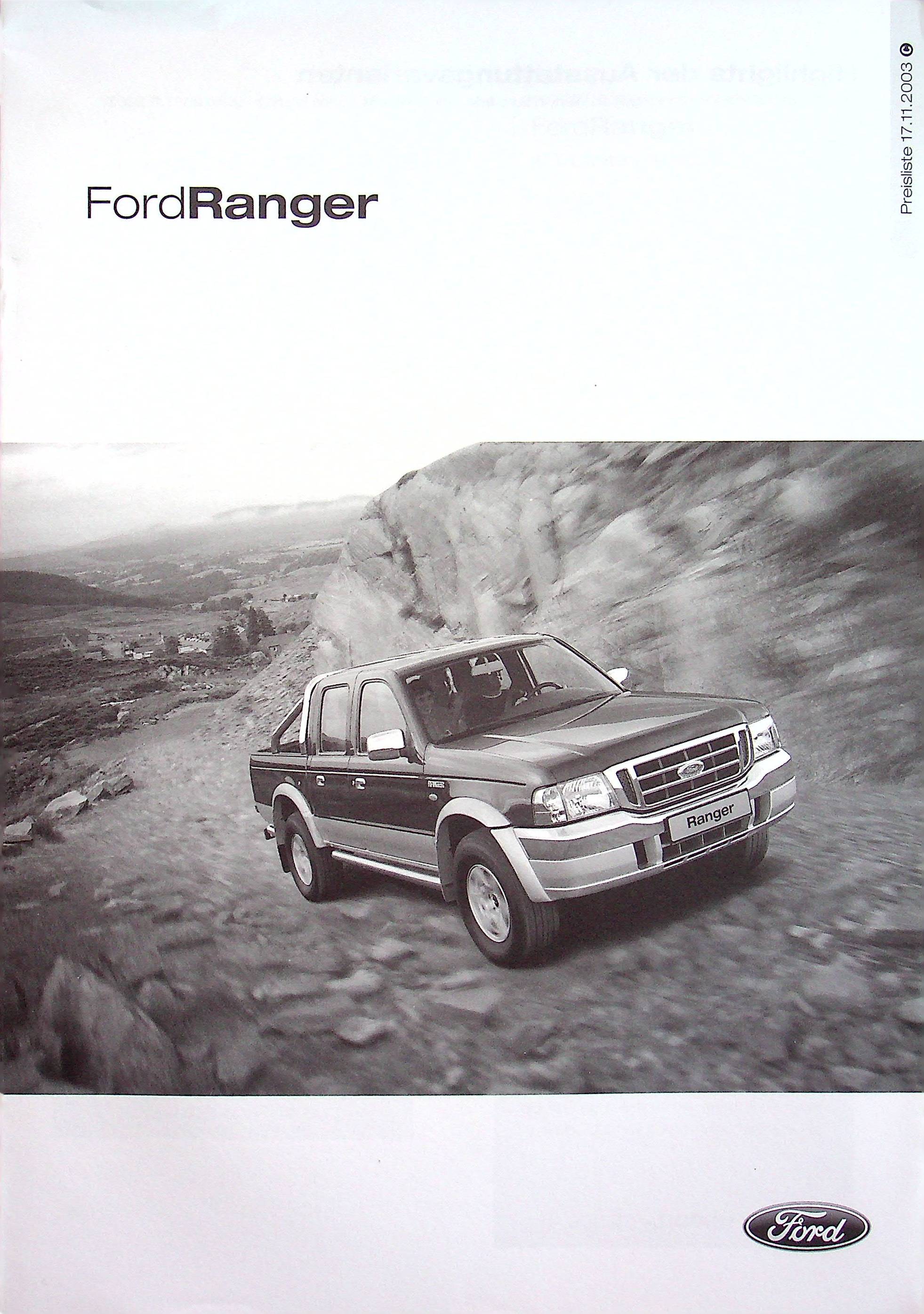 Ford Ranger - Preisliste & Extras - Prospekt 11/2003