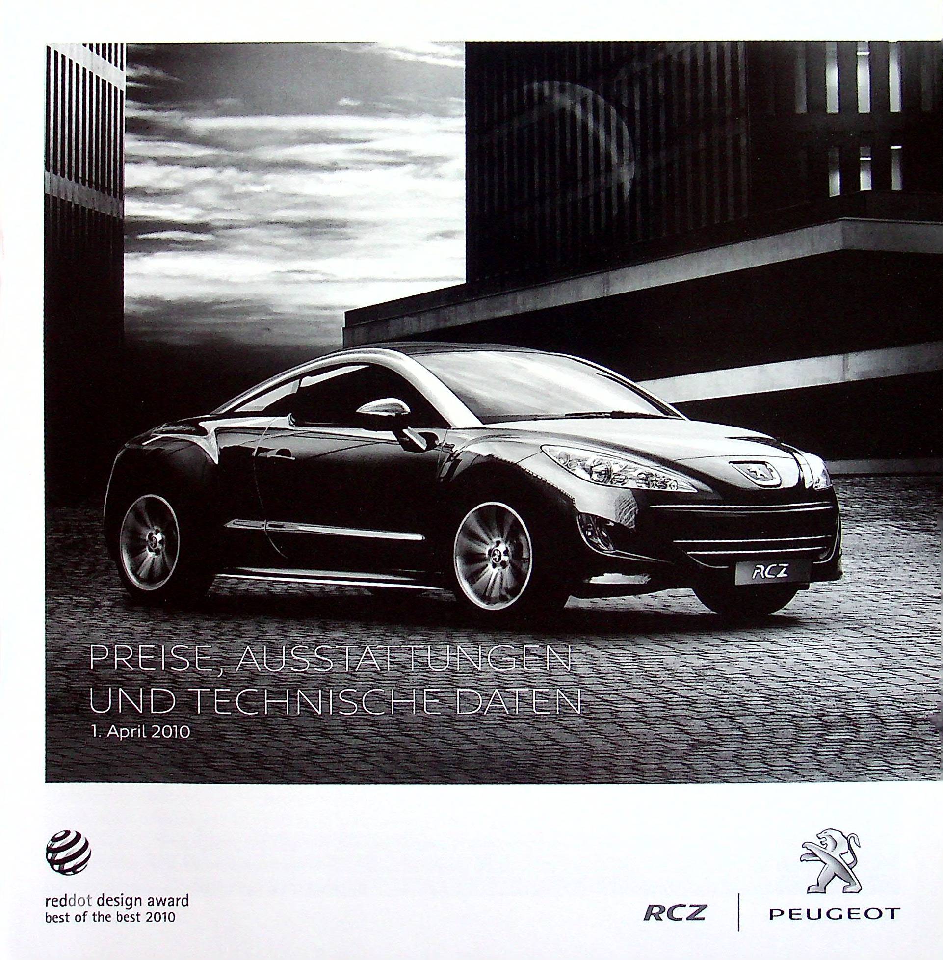 Peugeot RCZ - Preisliste & Extras - Prospekt 04/2010