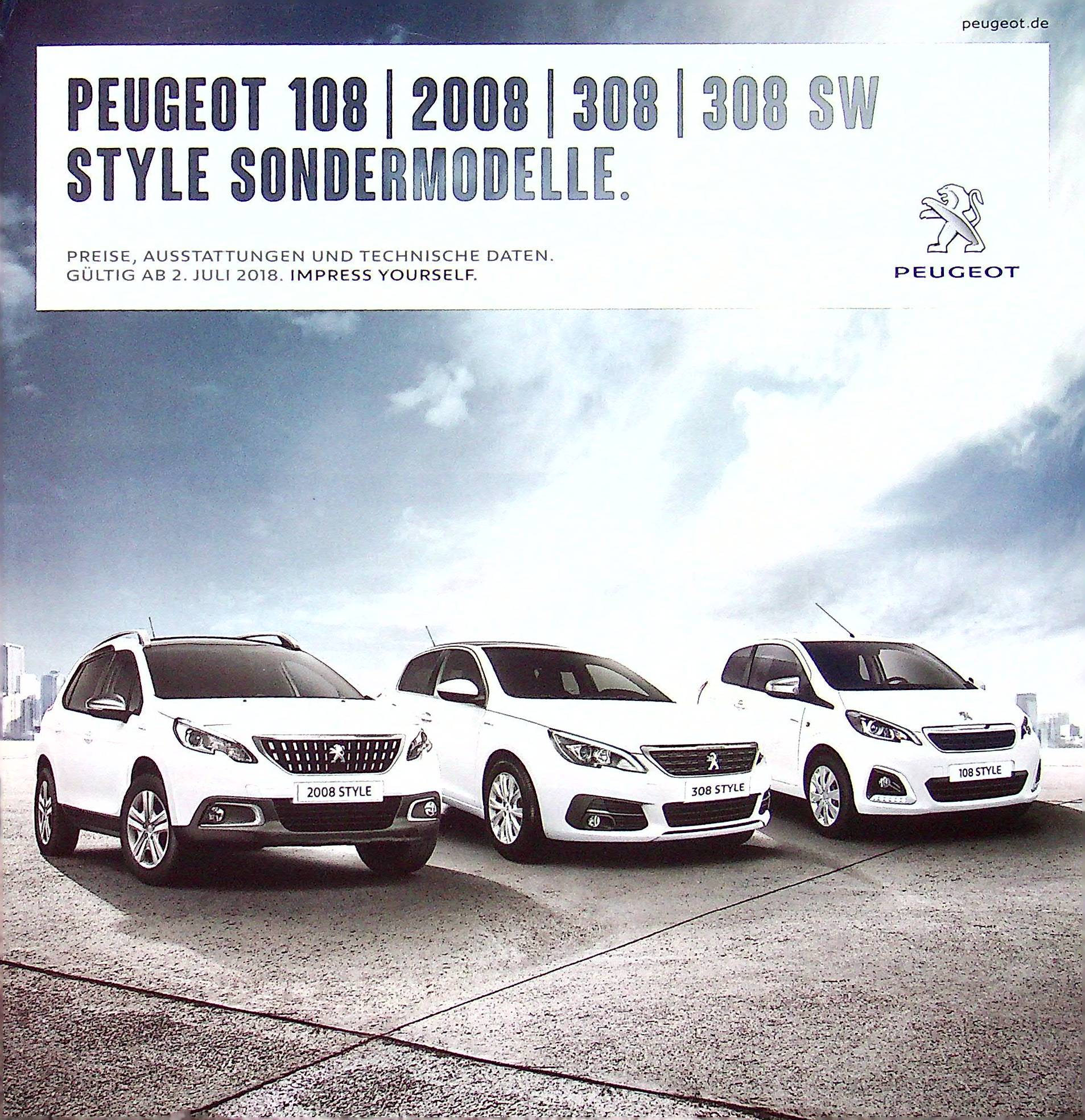 Peugeot 108 2008 308 Style Preisliste Prospekt 07/2018