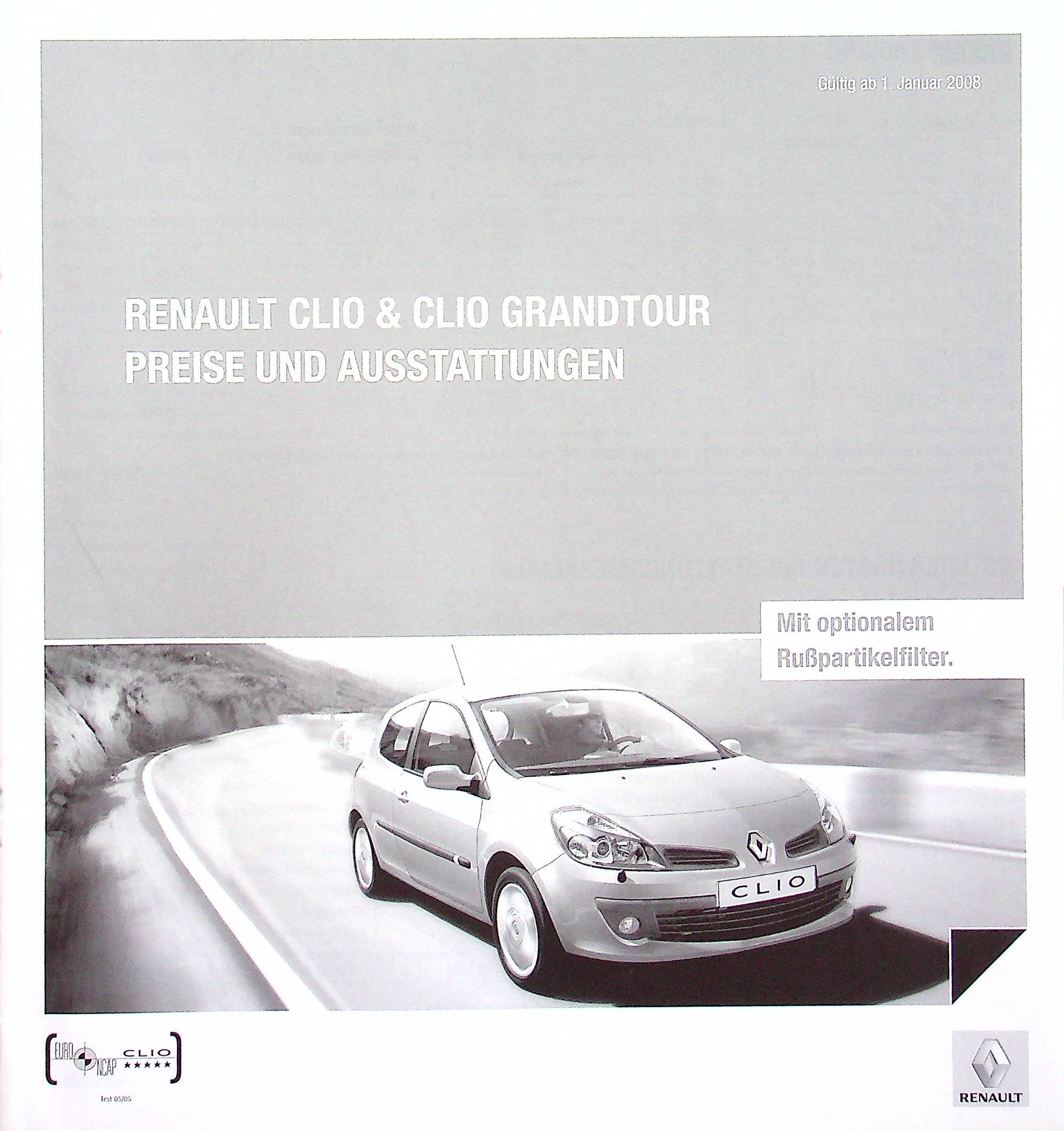 Renault Clio C + Grandtour - Preisliste - Prospekt 01/2008