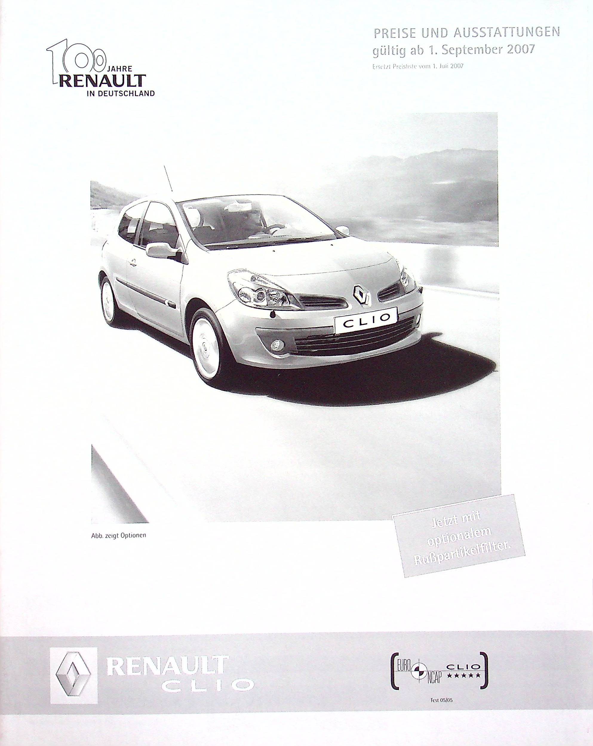 Renault Clio C - Preisliste & Extras - Prospekt 09/2007