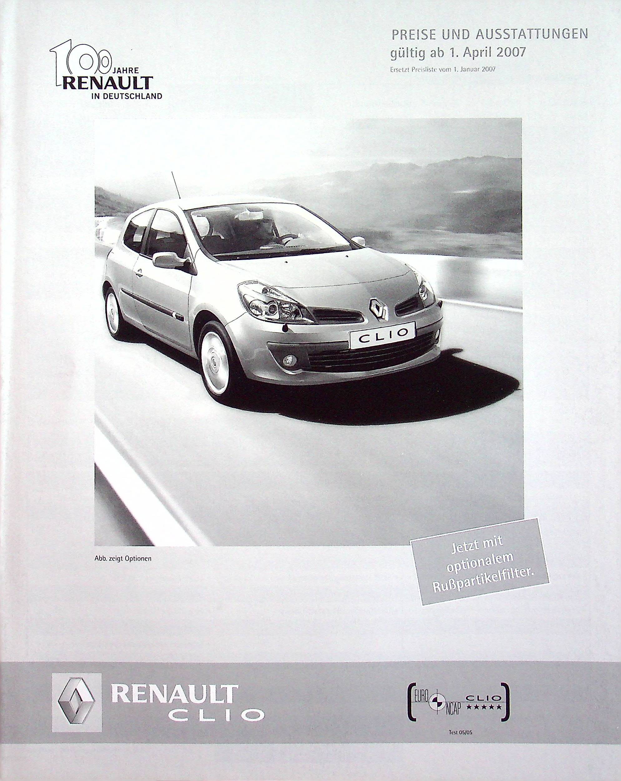 Renault Clio C - Preisliste & Extras - Prospekt 04/2007